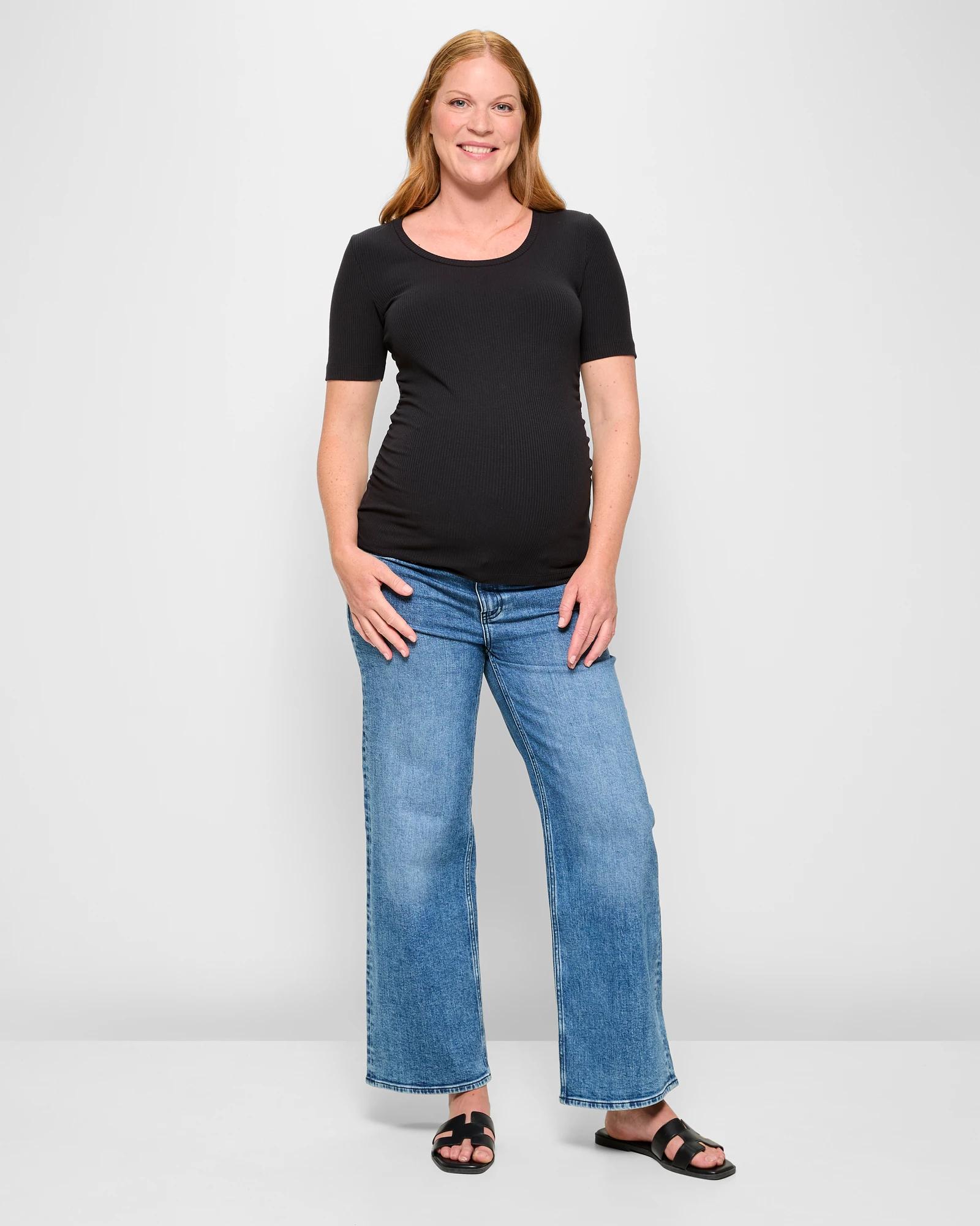 1 Target Maternity Under The Belly Wide Leg Denim Jeans CAPRI BLUE, 1 of 5