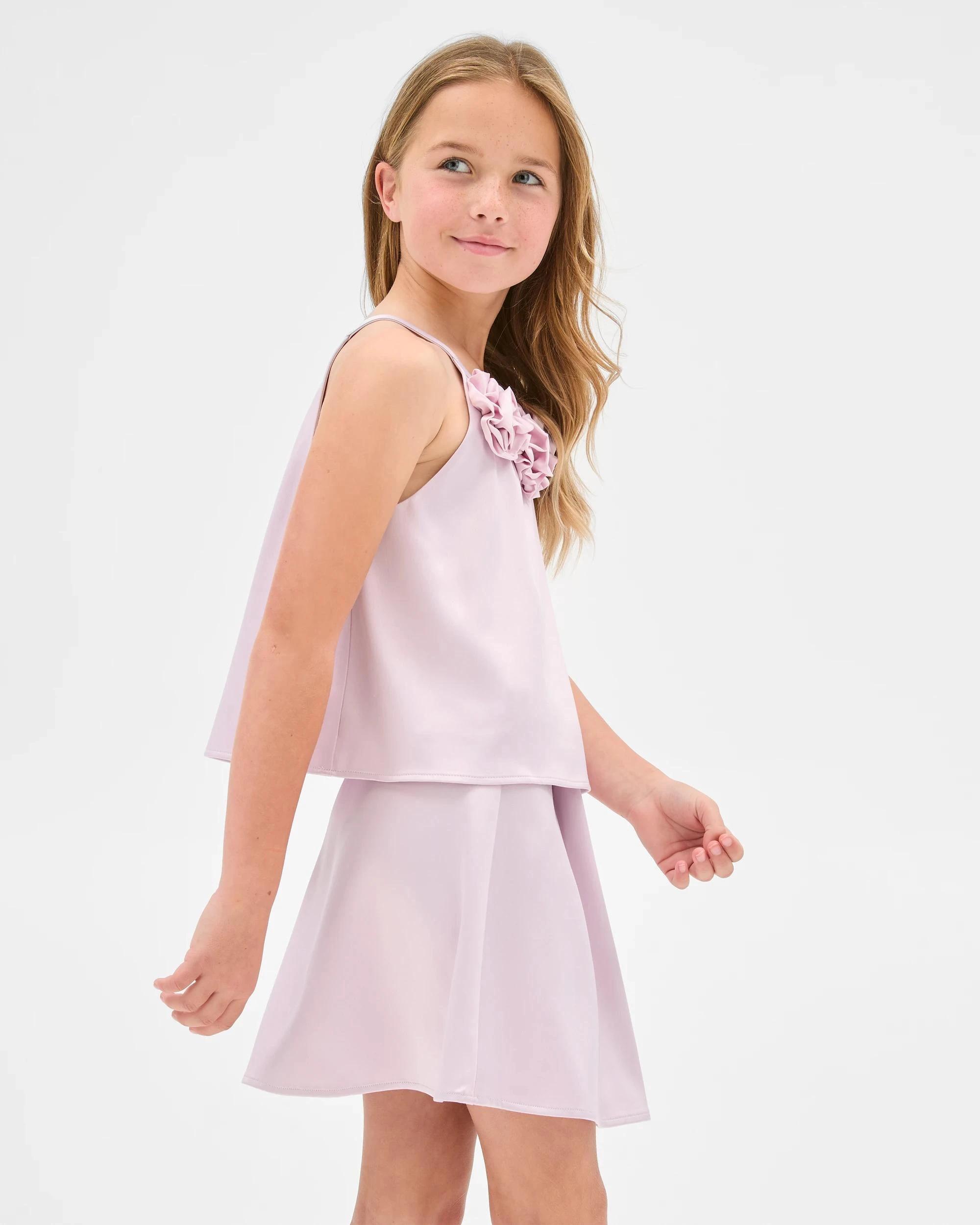 4 Target Kids Satin 3D Flower Tank and Skirt 2 Piece Set PURPLE, 4 of 8