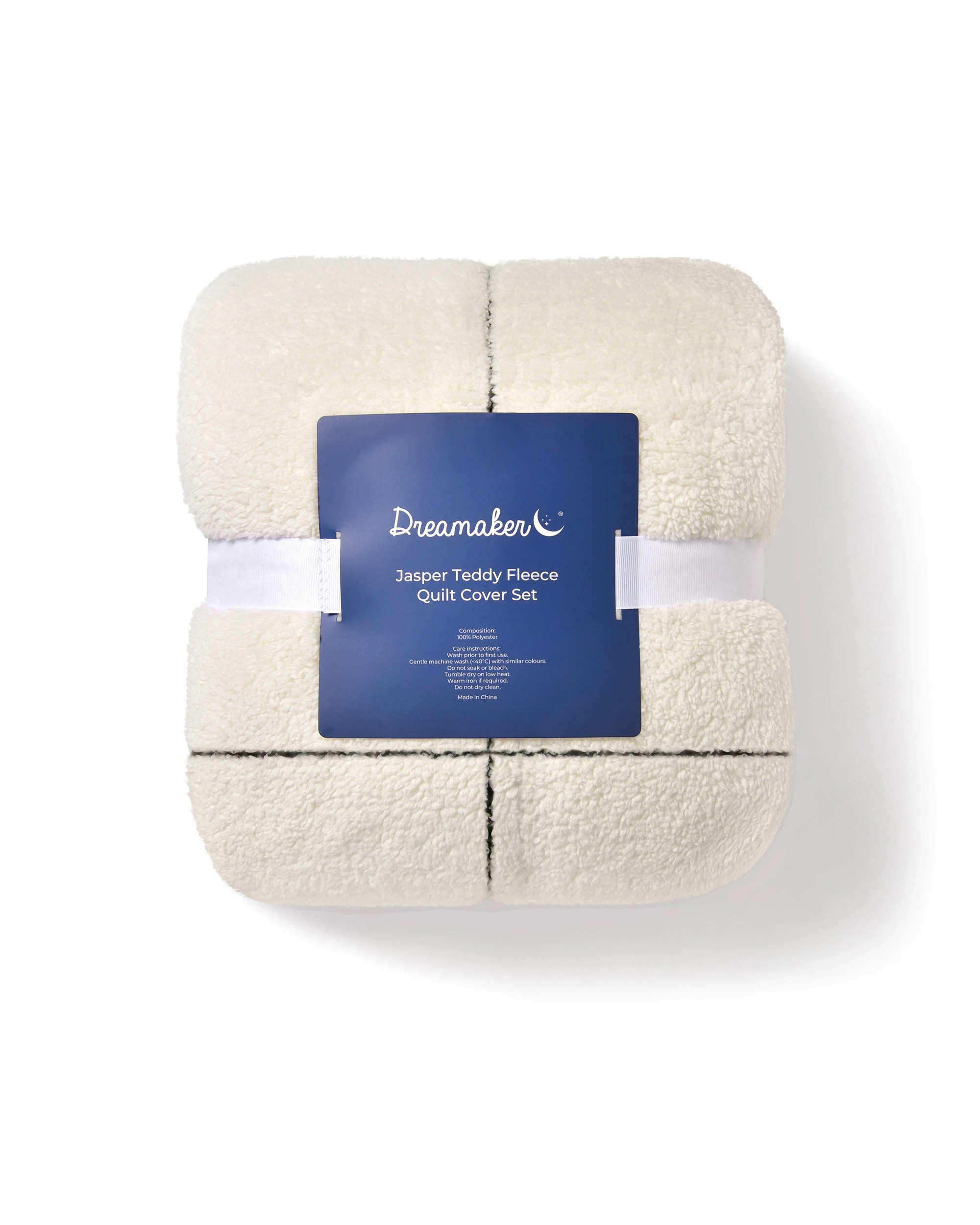 8 Dreamaker Jasper Teddy Fleece Quilt Cover Set - Queen Bed - Snow, 8 of 8