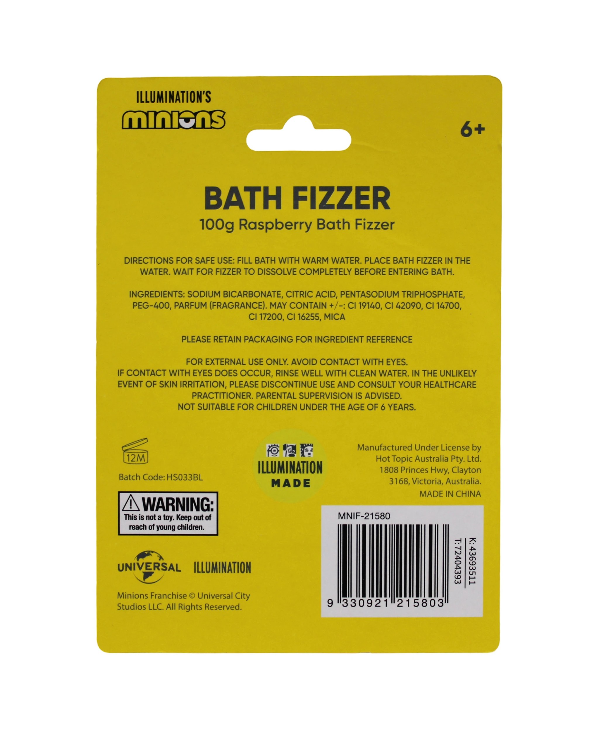 3 Illumination's Minions Bob & Tim Bath Fizzer 100g - Raspberry, 3 of 3