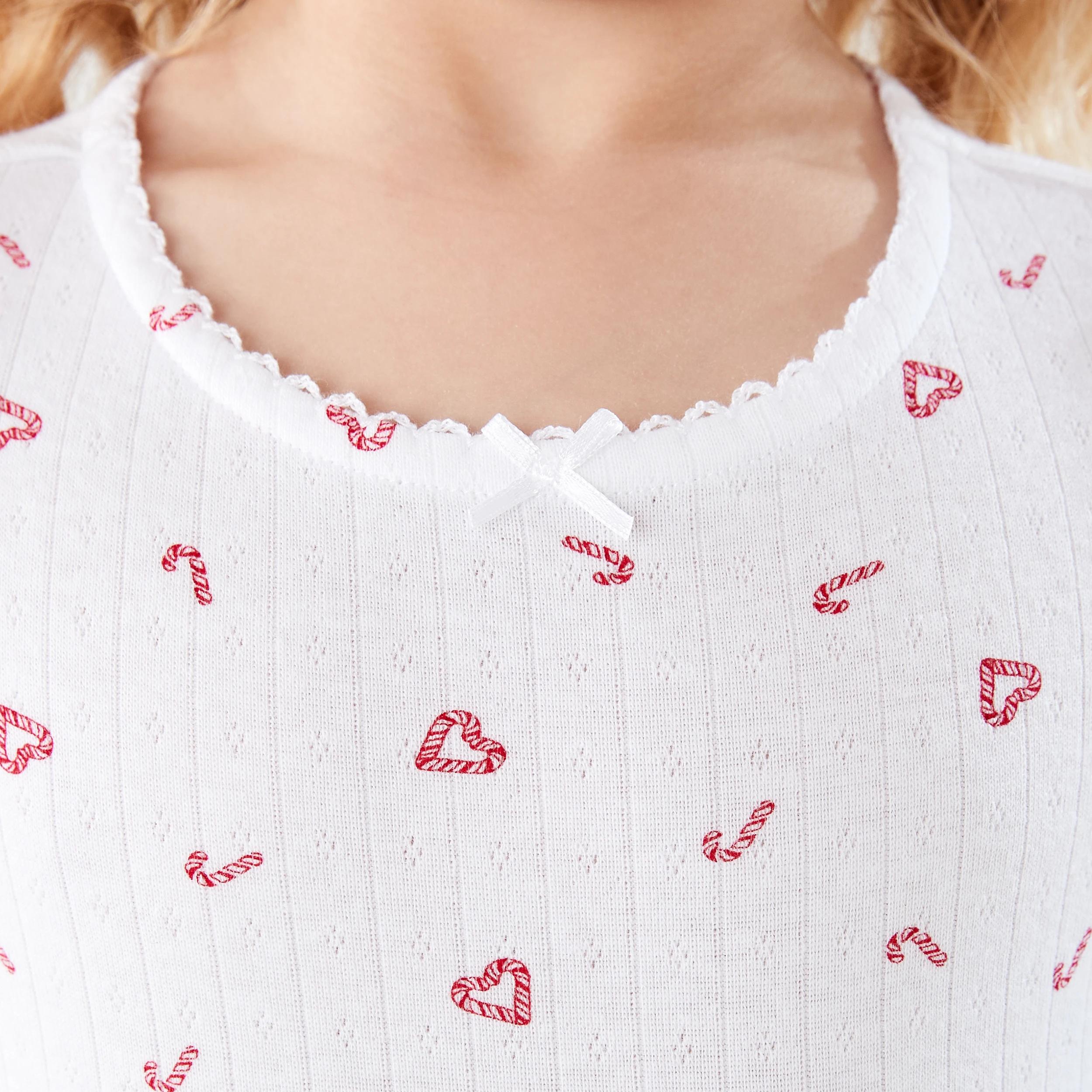 4 Christmas Pointelle Pyjama Set WHITE CANDY CANES, 4 of 7