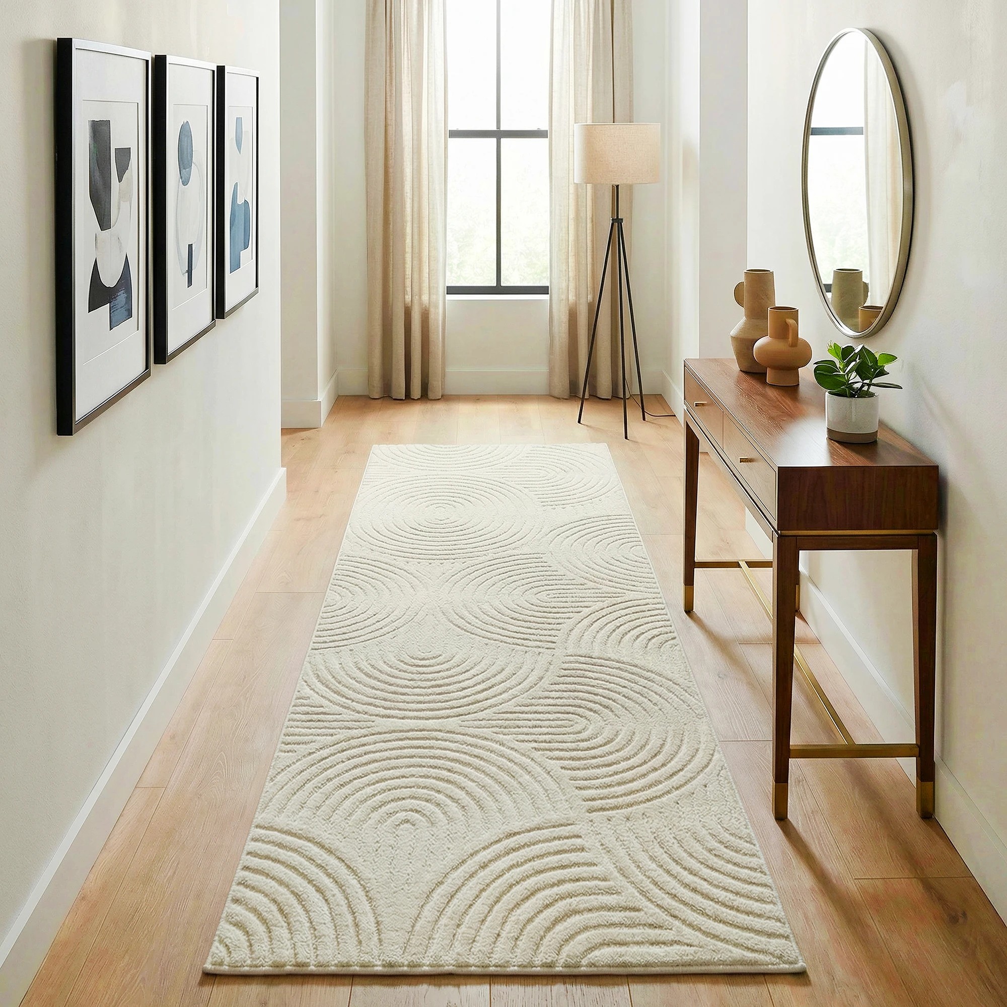 1 Common Ground Rugs Sanctuary Zina 300x80cm Runner - Medium Rug - White, 1 of 7