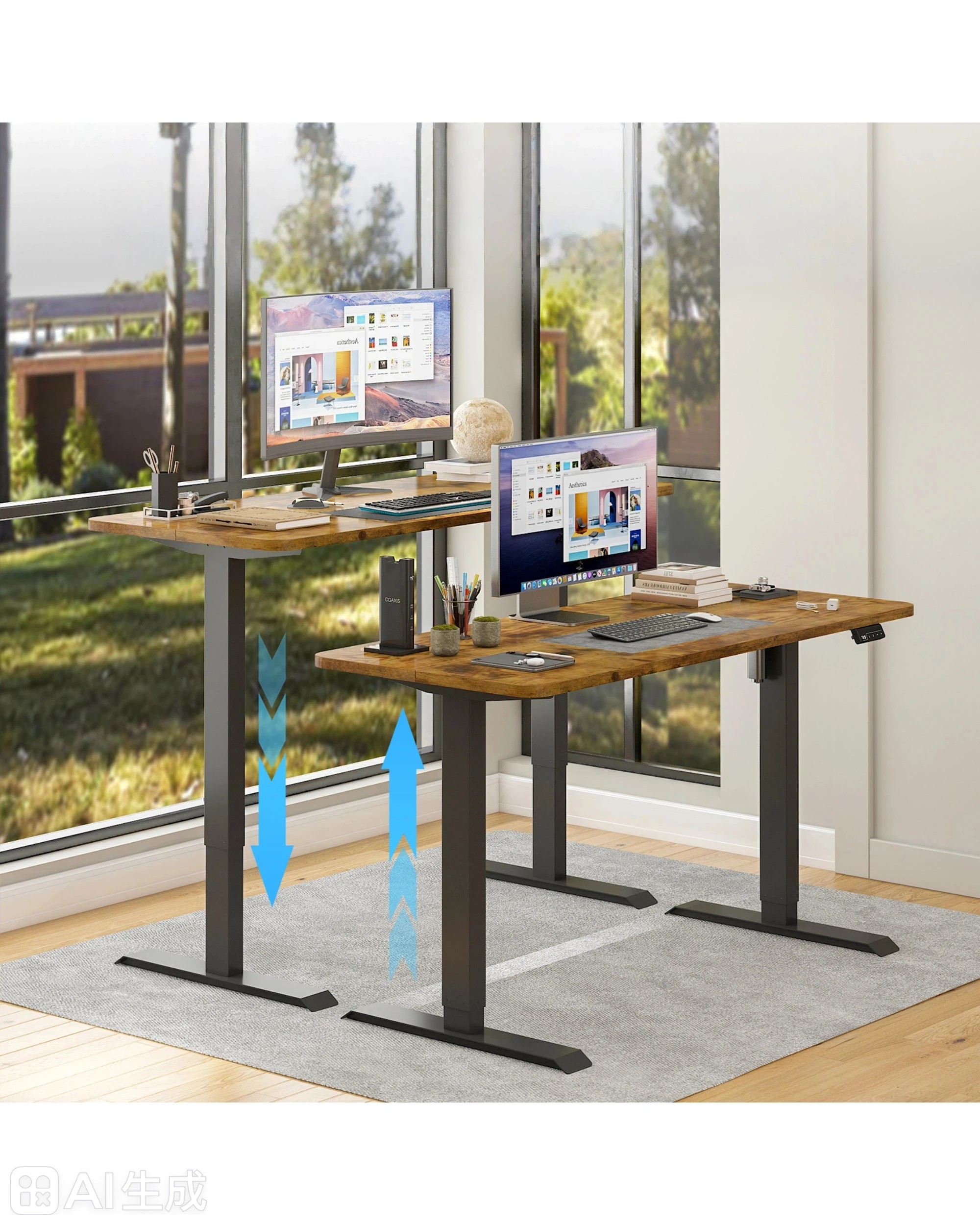5 Advwin Standing Desk Electric Height Adjustable 120x60cm
 - Brown, 5 of 6