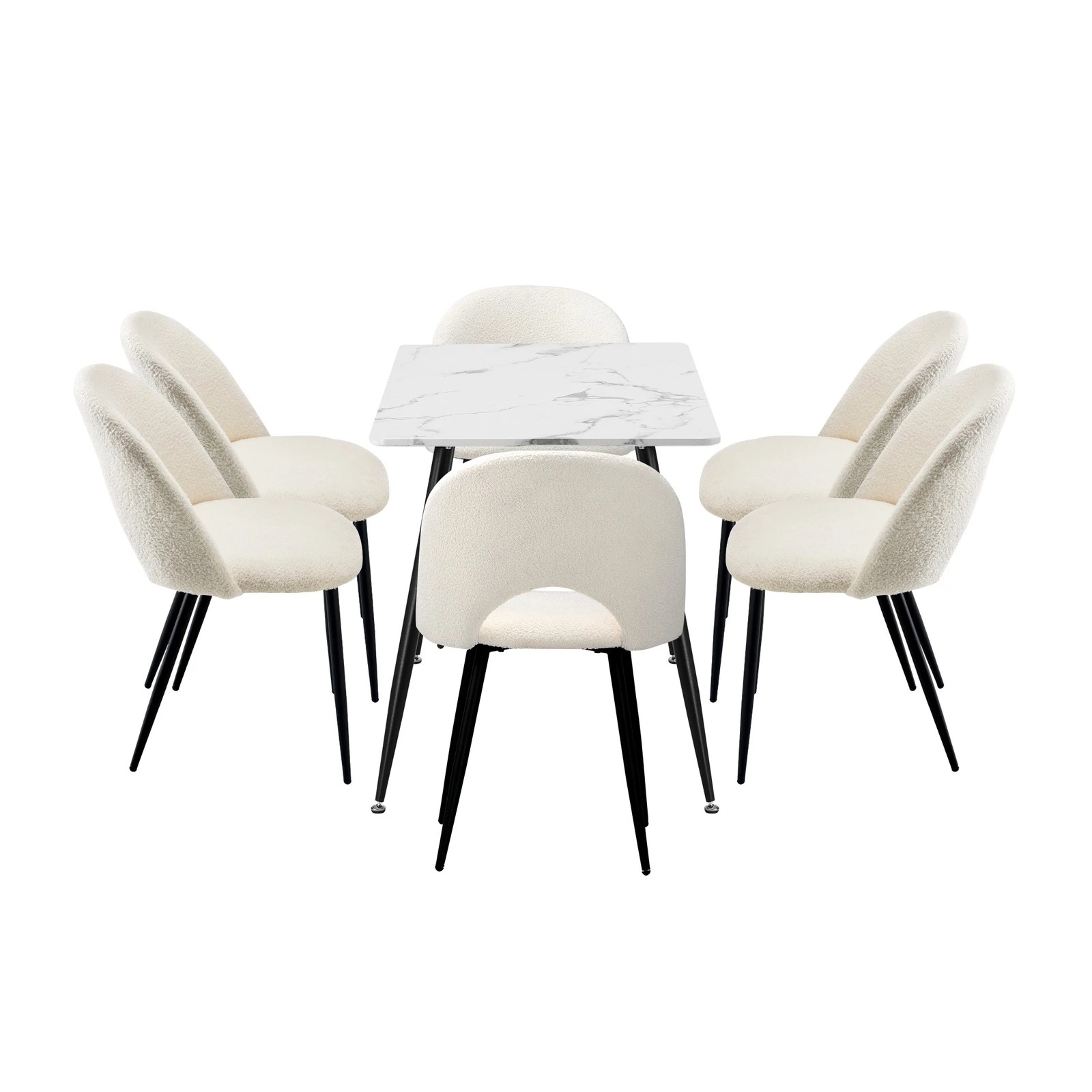 8 Oikiture 120cm Rectangle Dining Table with 6PCS Dining Chairs Sherpa - Multi, 8 of 9