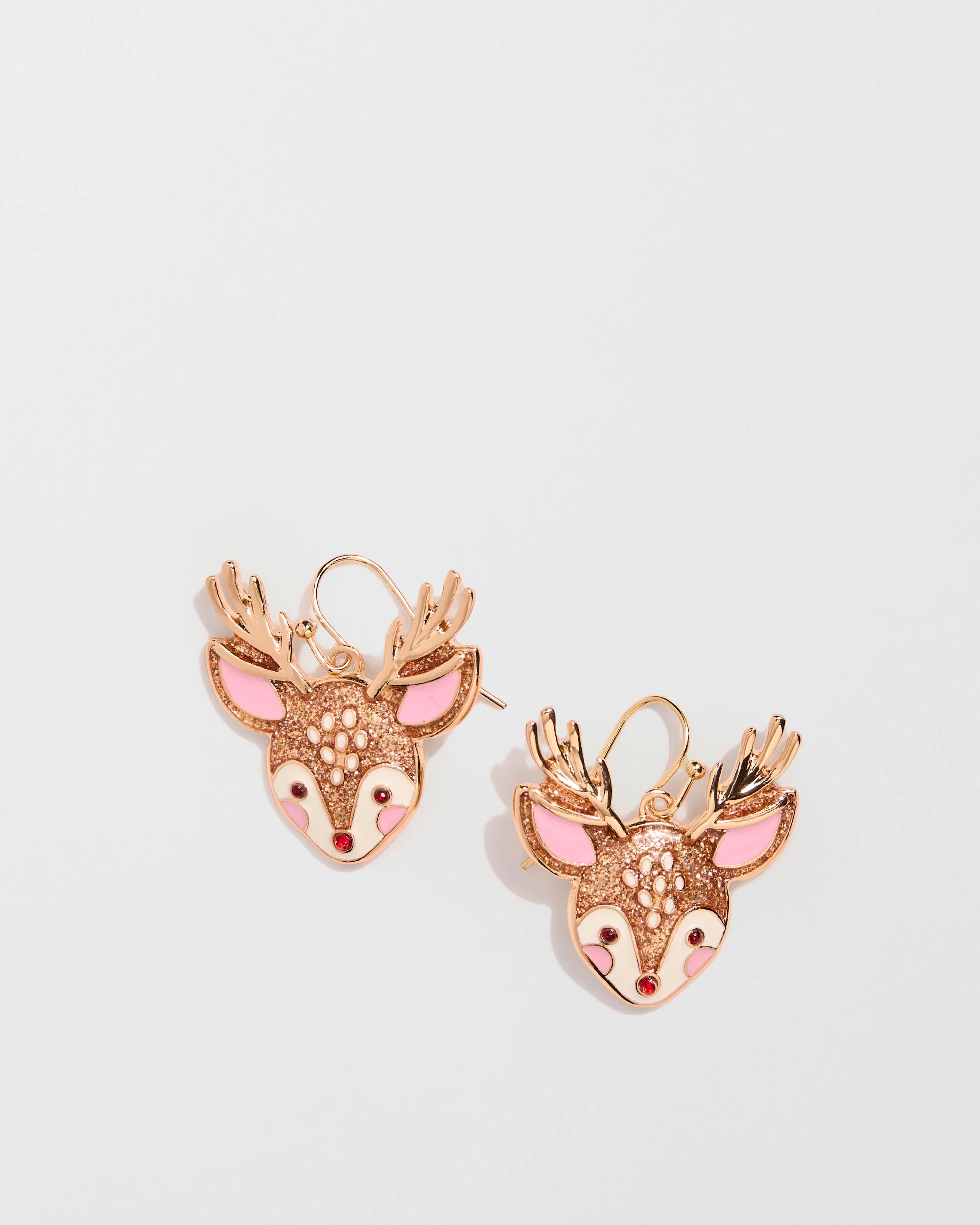 1 Target Woman Christmas Reindeer Drop Earrings GOLD-TONE, 1 of 3