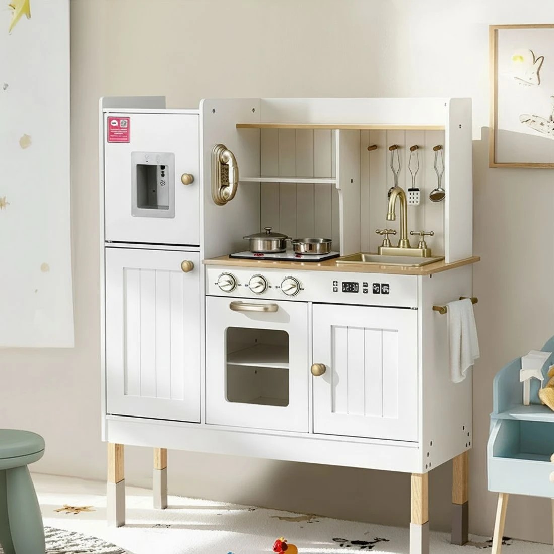 4 Keezi Kids Kitchen Play Set en Pretend Toys Cooking Children Storage  en - Gold, 4 of 7