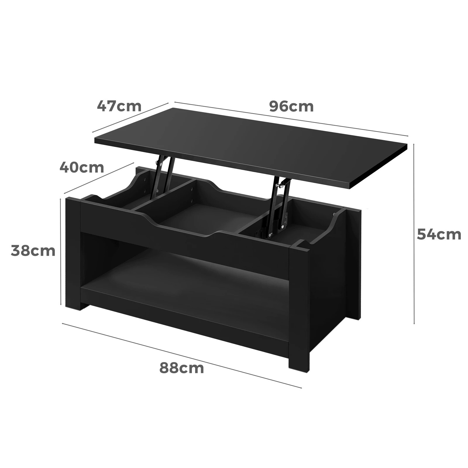 7 Alfordson Coffee Table Lift Up Top Laptop Desk Hidden Storage Shelf - Black, 7 of 10