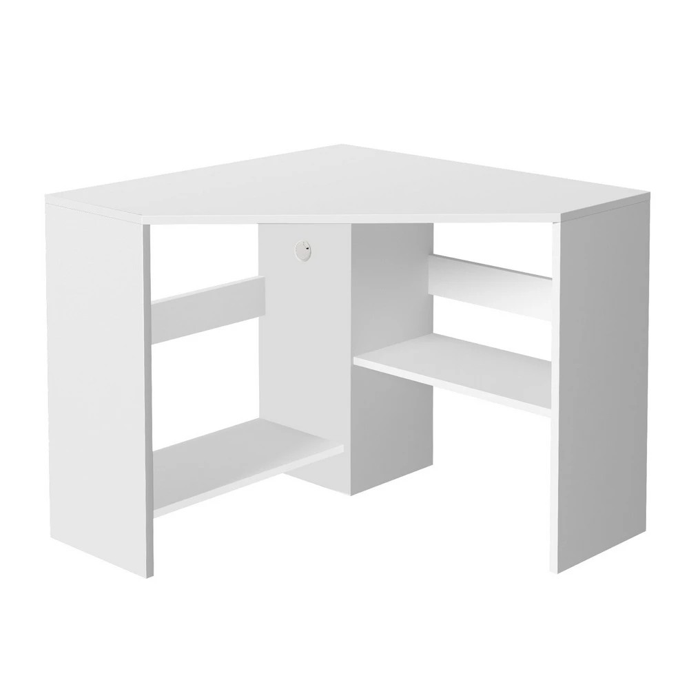 1 Artiss Corner Computer Desk Shelves CPU Stand L-shape Home Office Workstation Desks - White, 1 of 6