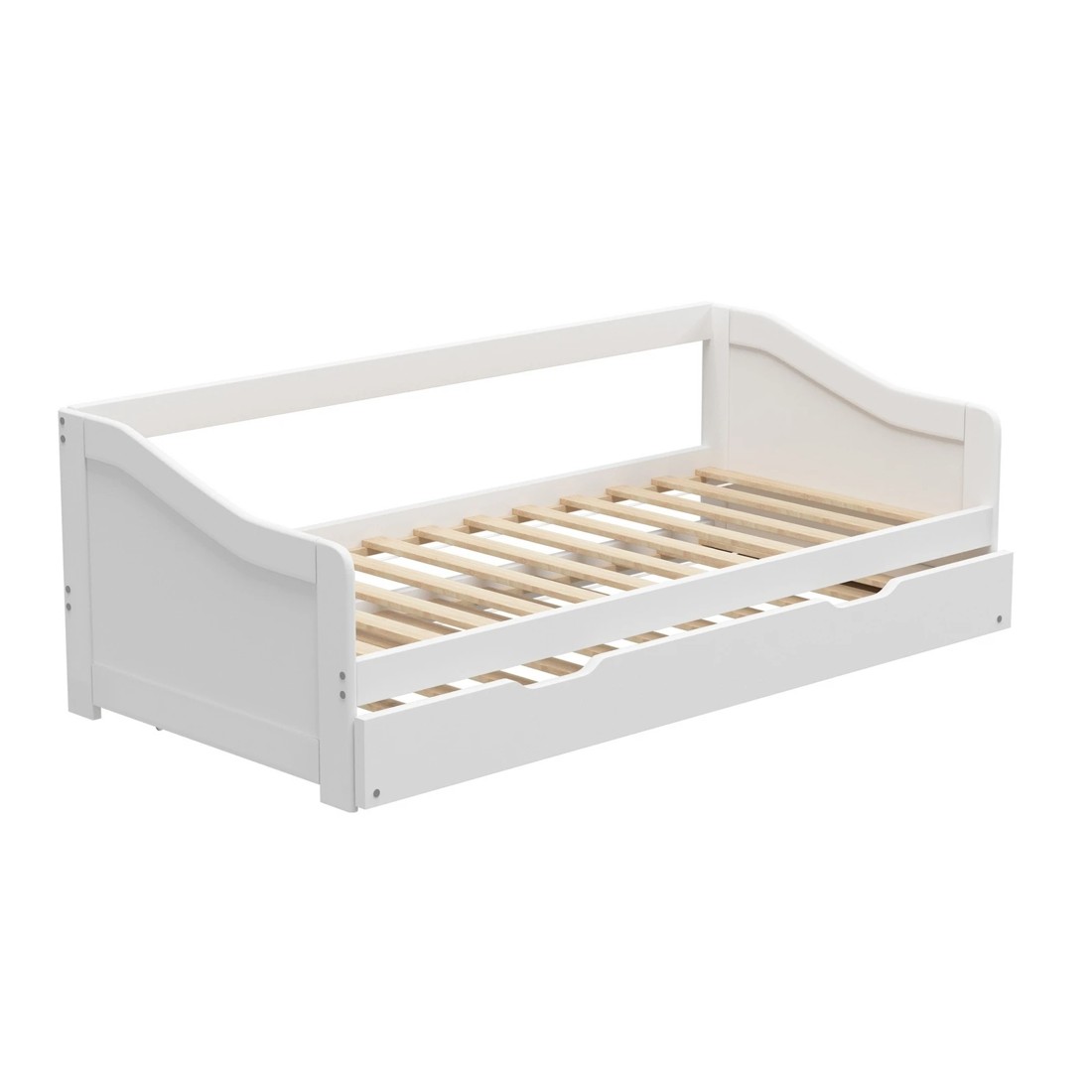 9 Oikiture Trundle Bed Frame Daybed Single Size Base Timber Wooden Single Beds X2
 - White, 9 of 10