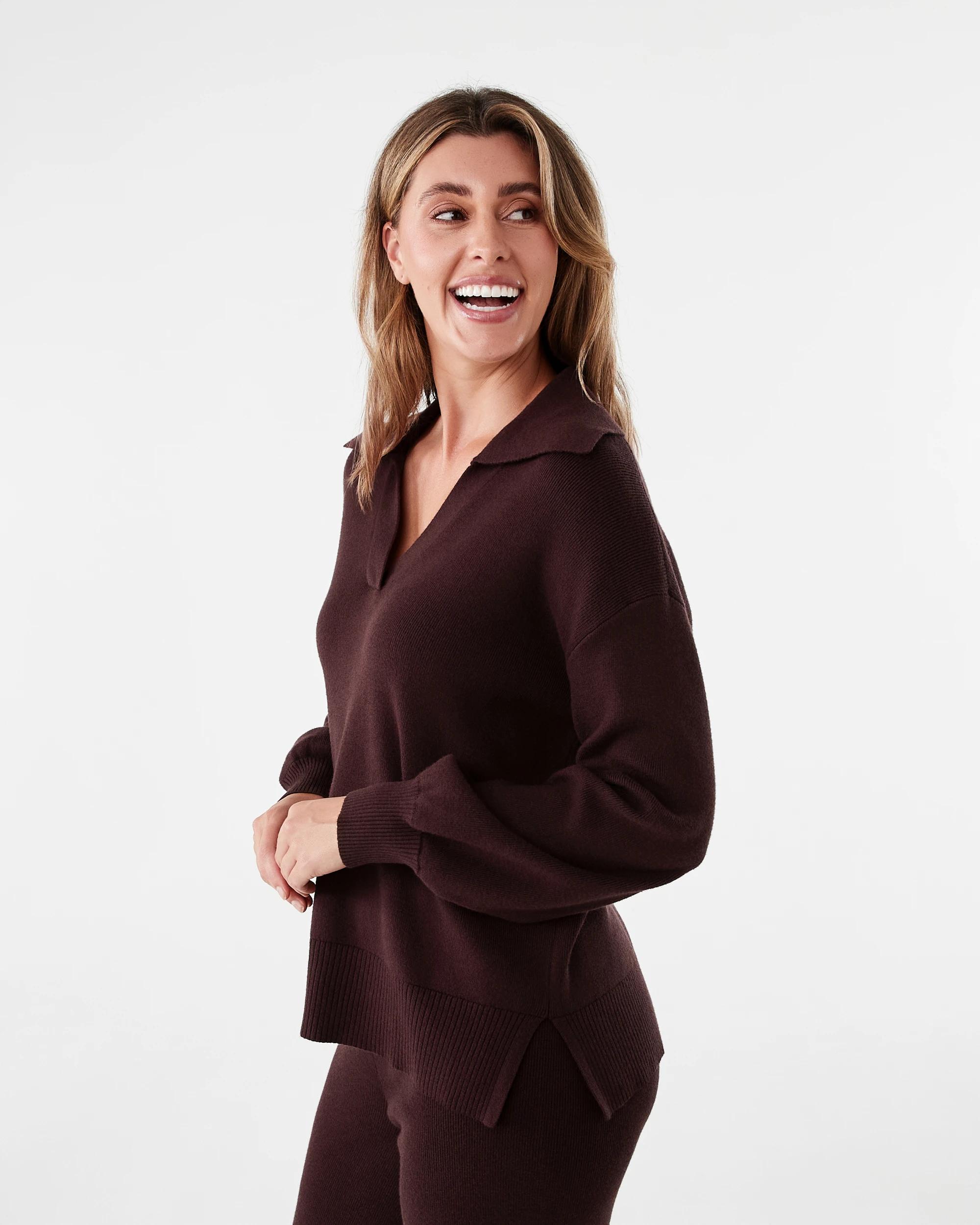 2 Compact Polo Jumper Choc Plum, 2 of 8