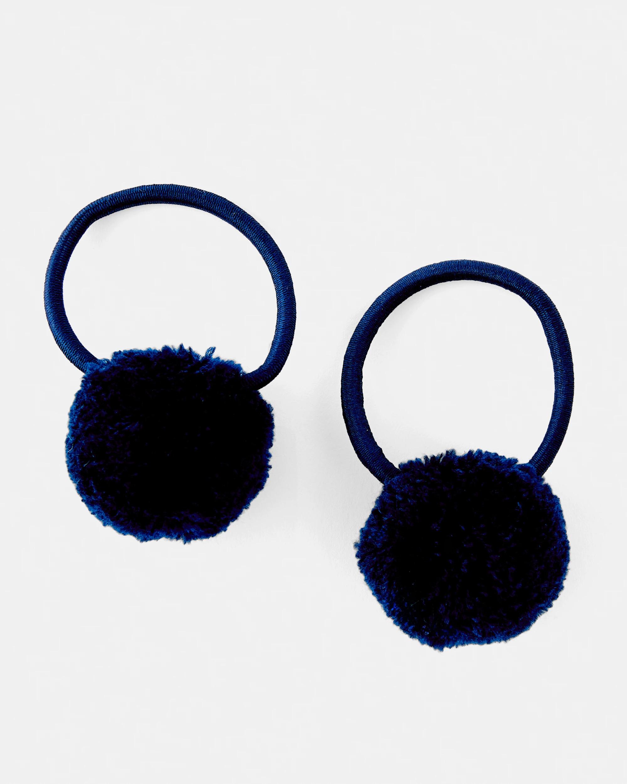 1 2 Pack School Pom Pom Hair Elastics Nvy Sphire, 1 of 3