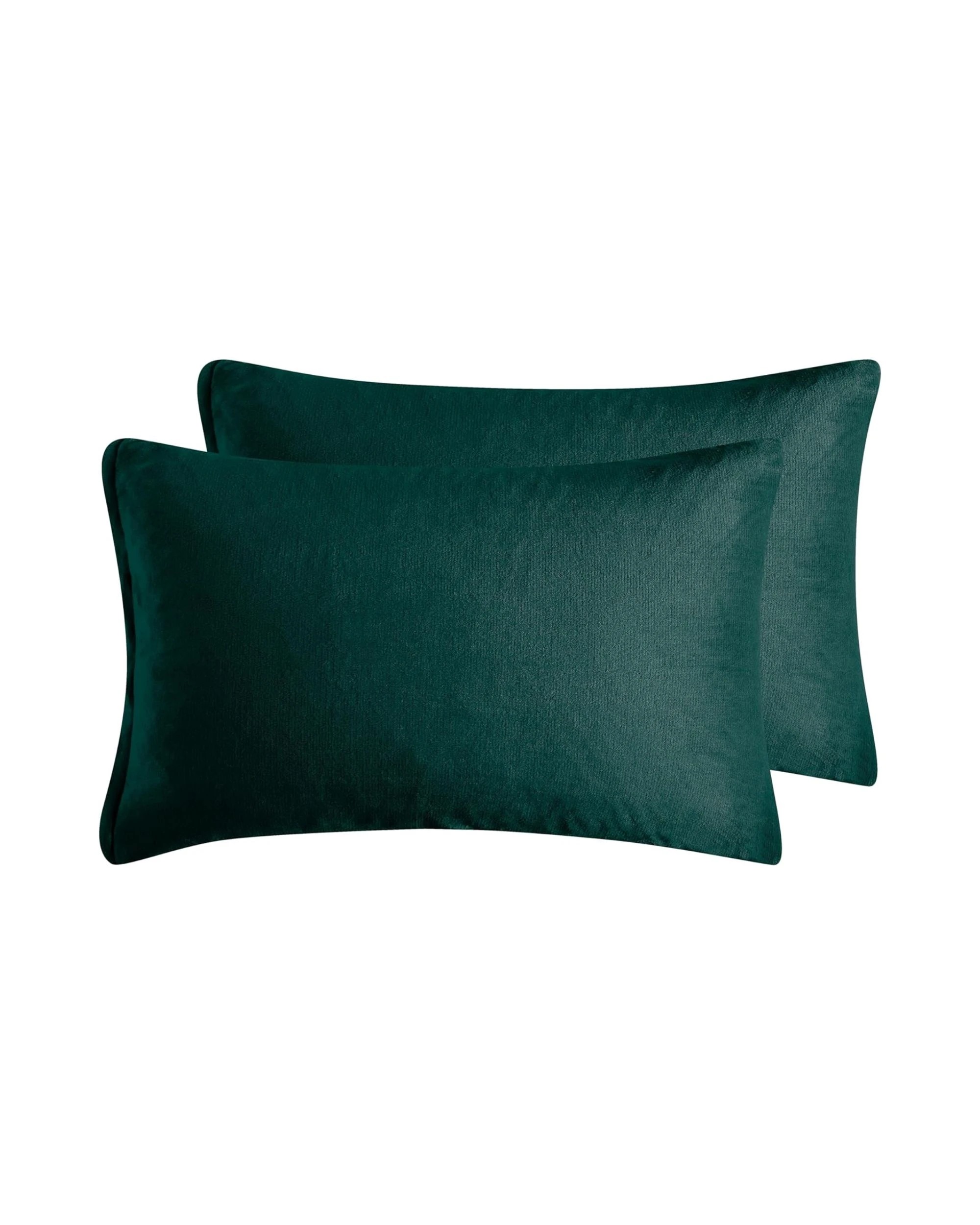 1 Gioia Casa 2-Pack Teddy Sherpa Standard Pillowcases Reversible Velvet - Emerald Green, 1 of 8