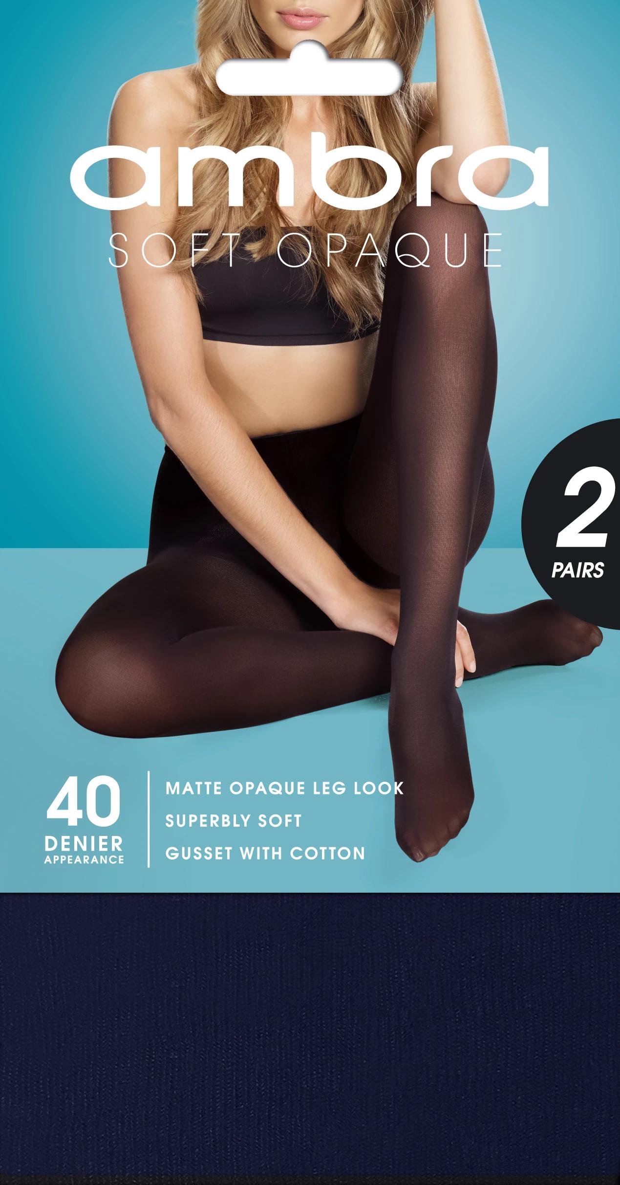 1 Ambra 2 Pack 40 Denier Soft Opaque Tights - Navy NAVY BLUE, 1 of 5