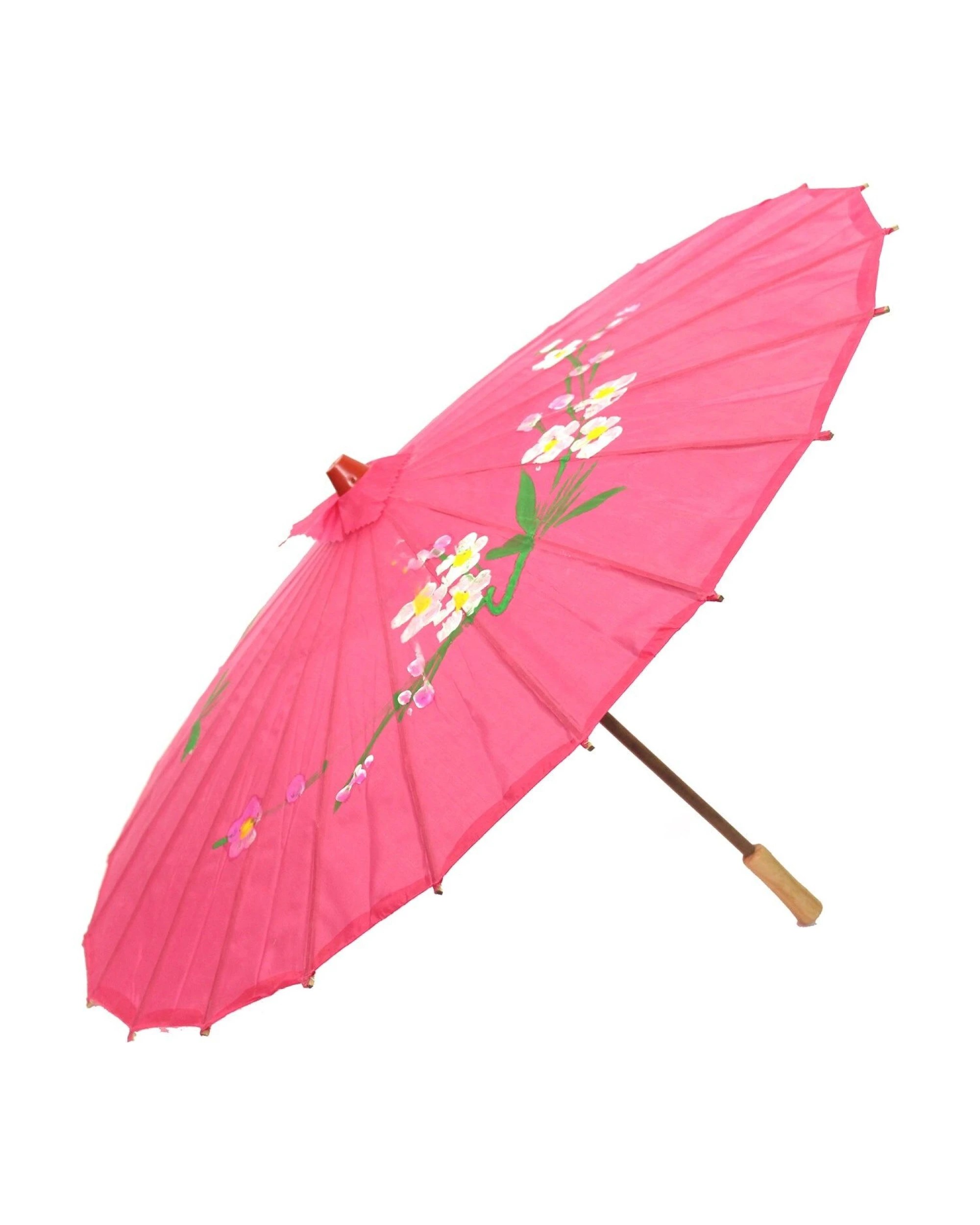 1 BR Costumes Bamboo Parasol Umbrella Japanese Flower Pattern - Pink, 1 of 3
