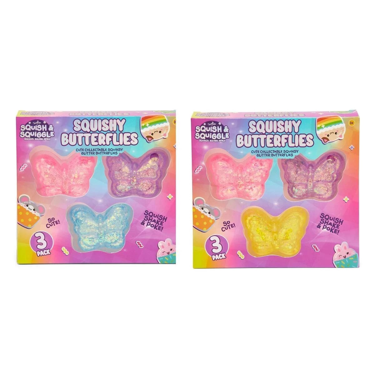 1 3 Pack ToyMania Squish and Squiggle Squishy Butterflies - Assorted, 1 of 2