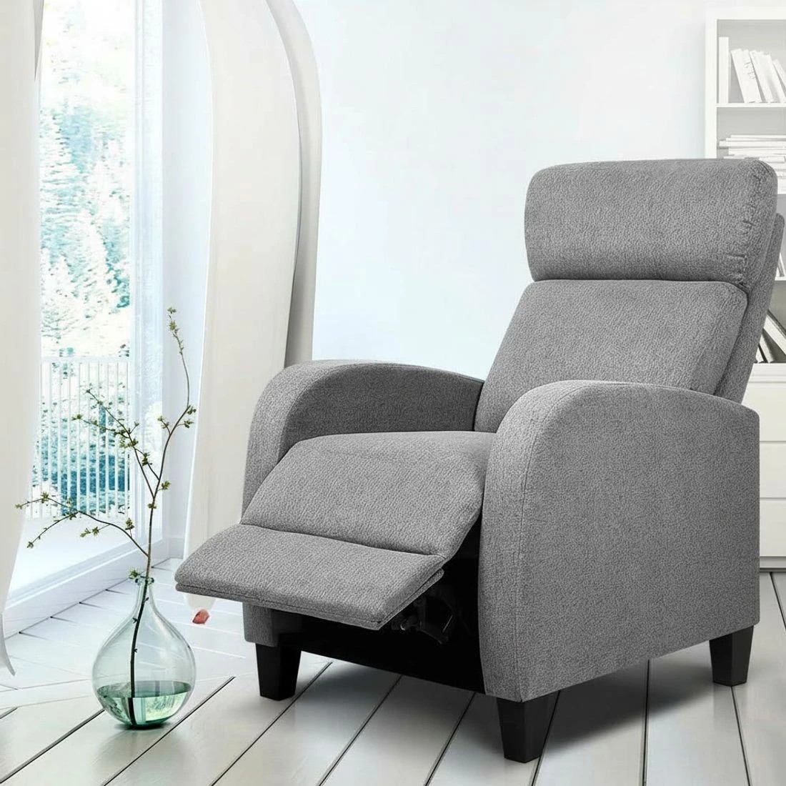 6 Artiss Recliner Chair Sofa Armchair Fabric - Grey, 6 of 7