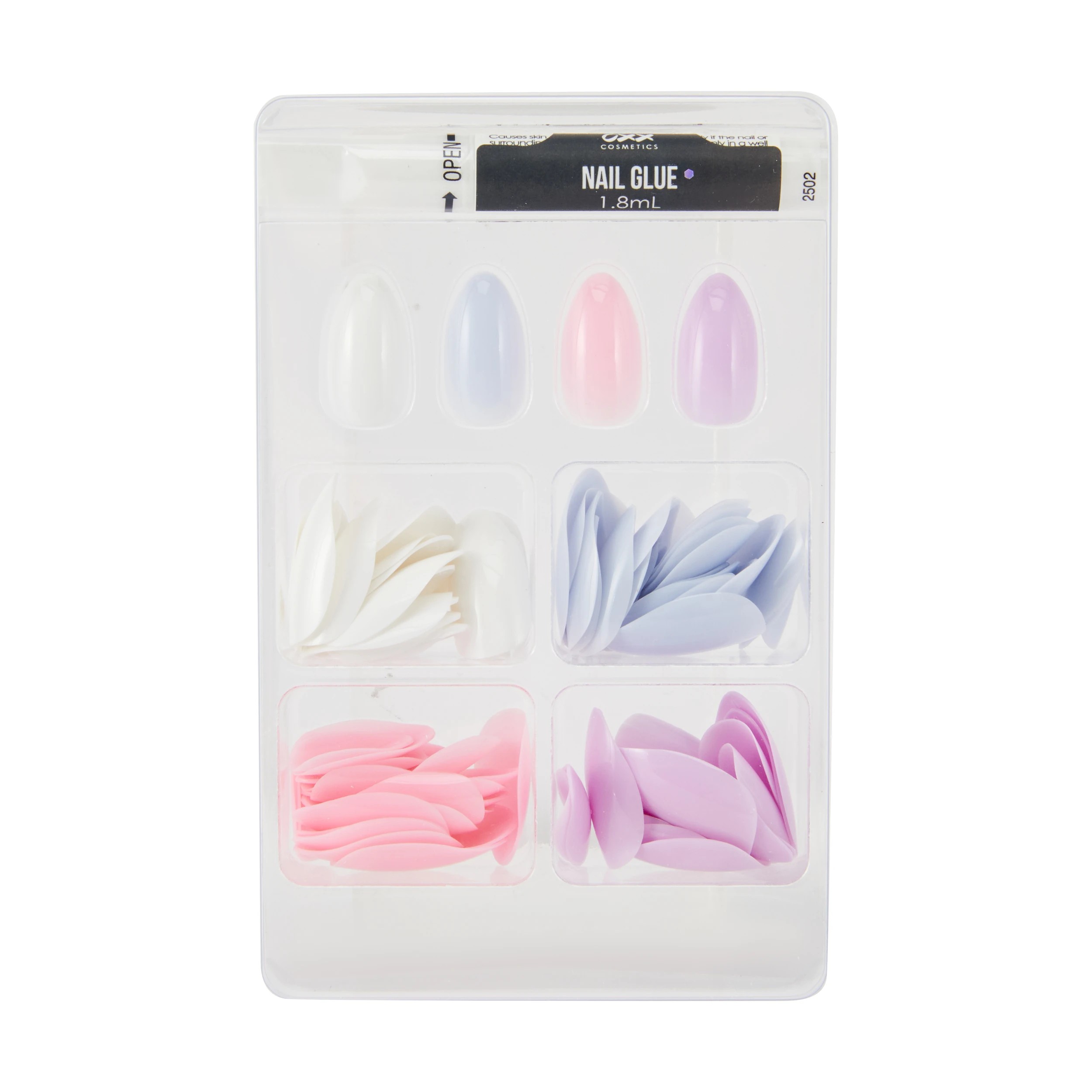3 OXX Cosmetics 100 Pack Artificial Nails with Adhesive - Almond Shape, 4 Pastels, 3 of 4