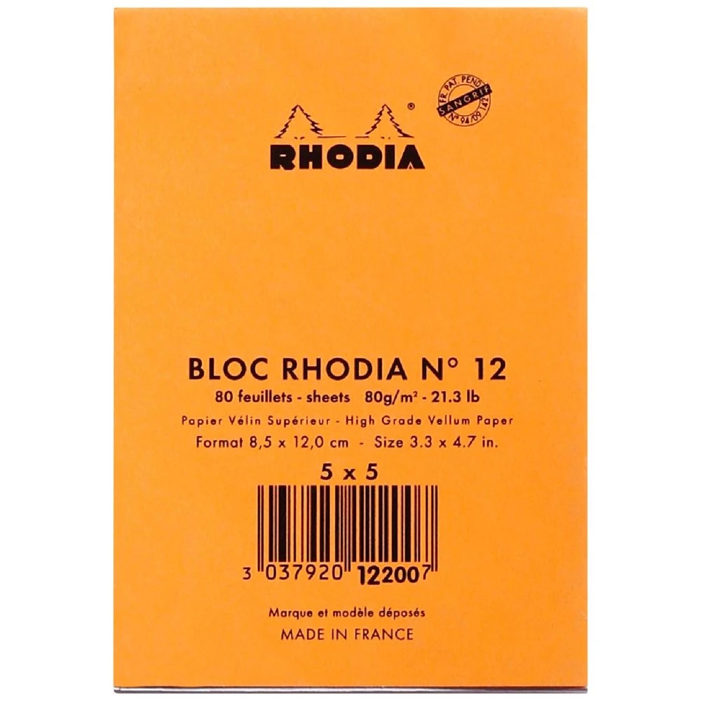 4 Rhodia No. 12 85 x 120mm Graph Pad Orange 80 Sheets, 4 of 4