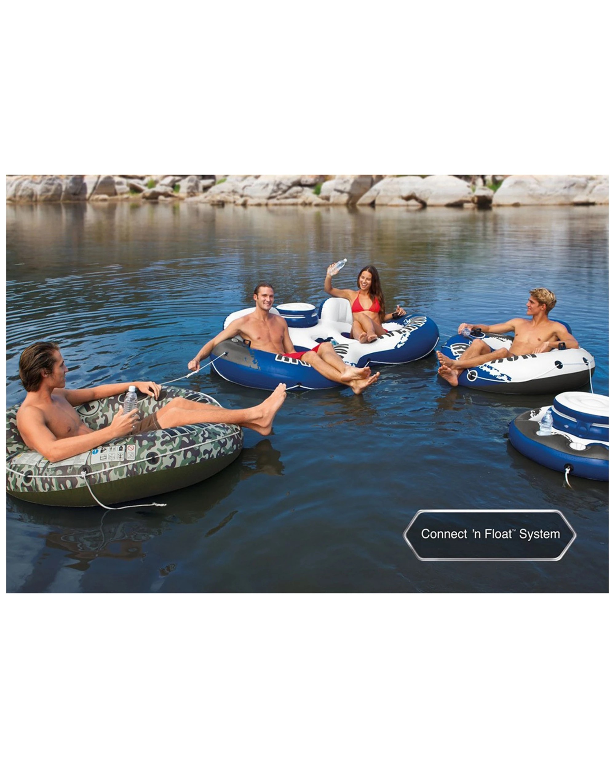 6 Intex 135cm Inflatable Round Ride-on Seat Run Tube River Pool Float Adult Kids - Multi, 6 of 6