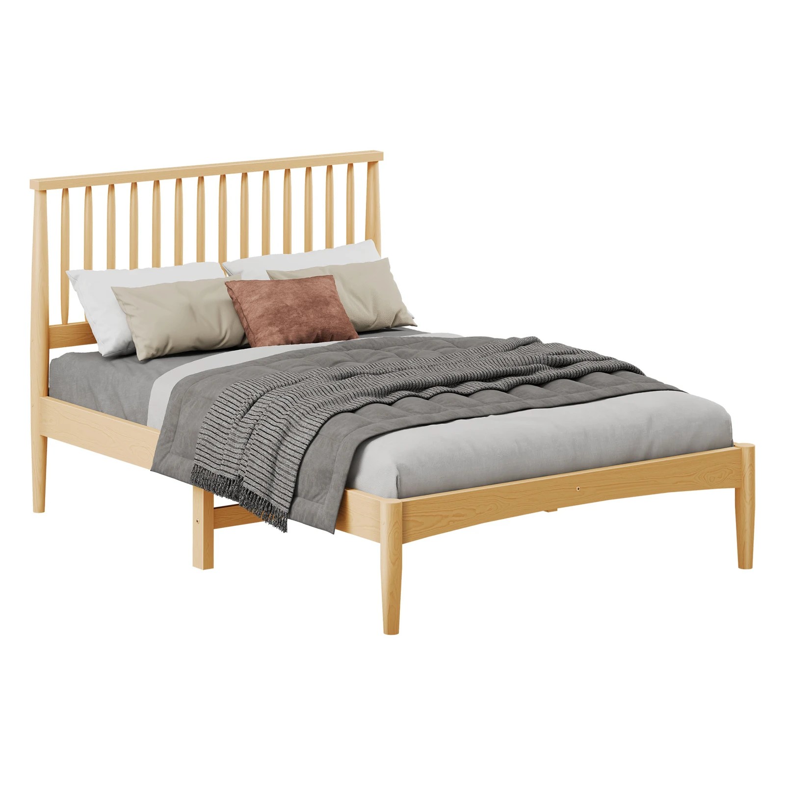 1 Alfordson Bed Frame Wooden Double Size Timber Base Foundation Caelus - Natural, 1 of 10