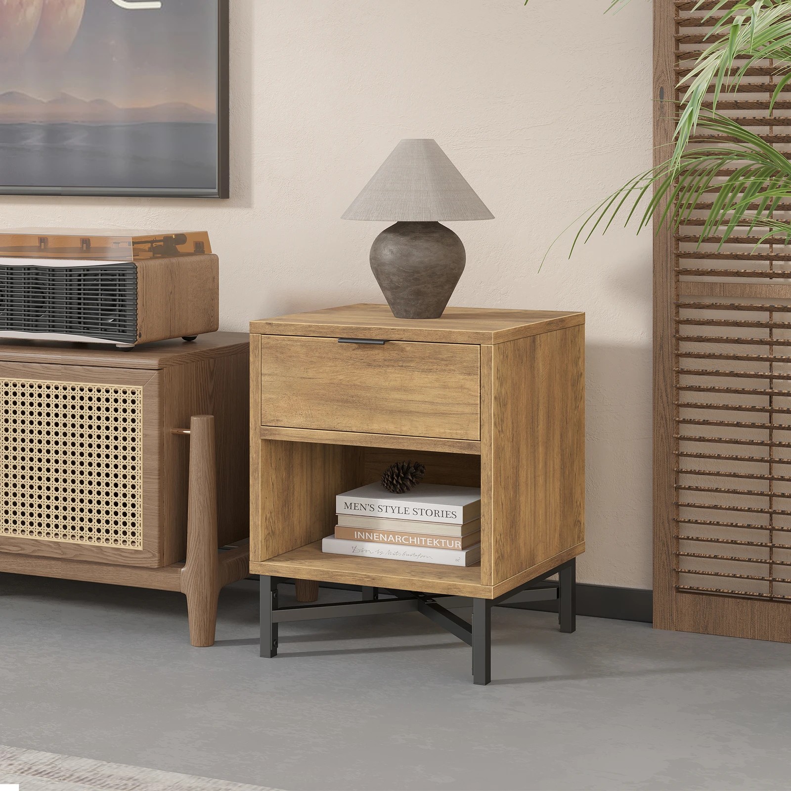 4 Alfordson 2x Bedside Table Retro Nightstand Side Cabinet - Brown, 4 of 10