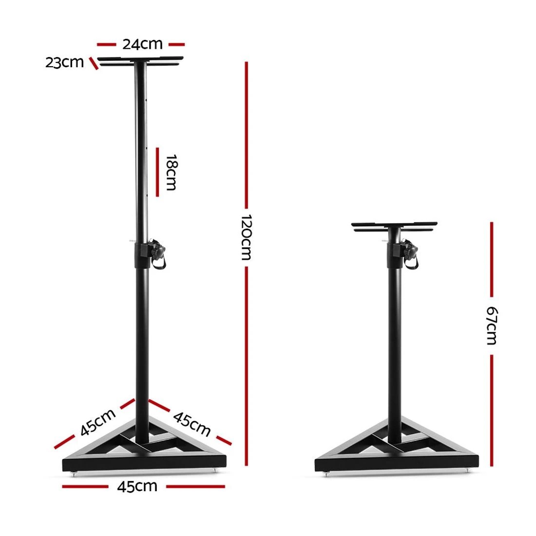 2 Alpha Speaker Stand 67-120cm Adjustable Height Surround Sound Studio Home 2pcs - Black, 2 of 6