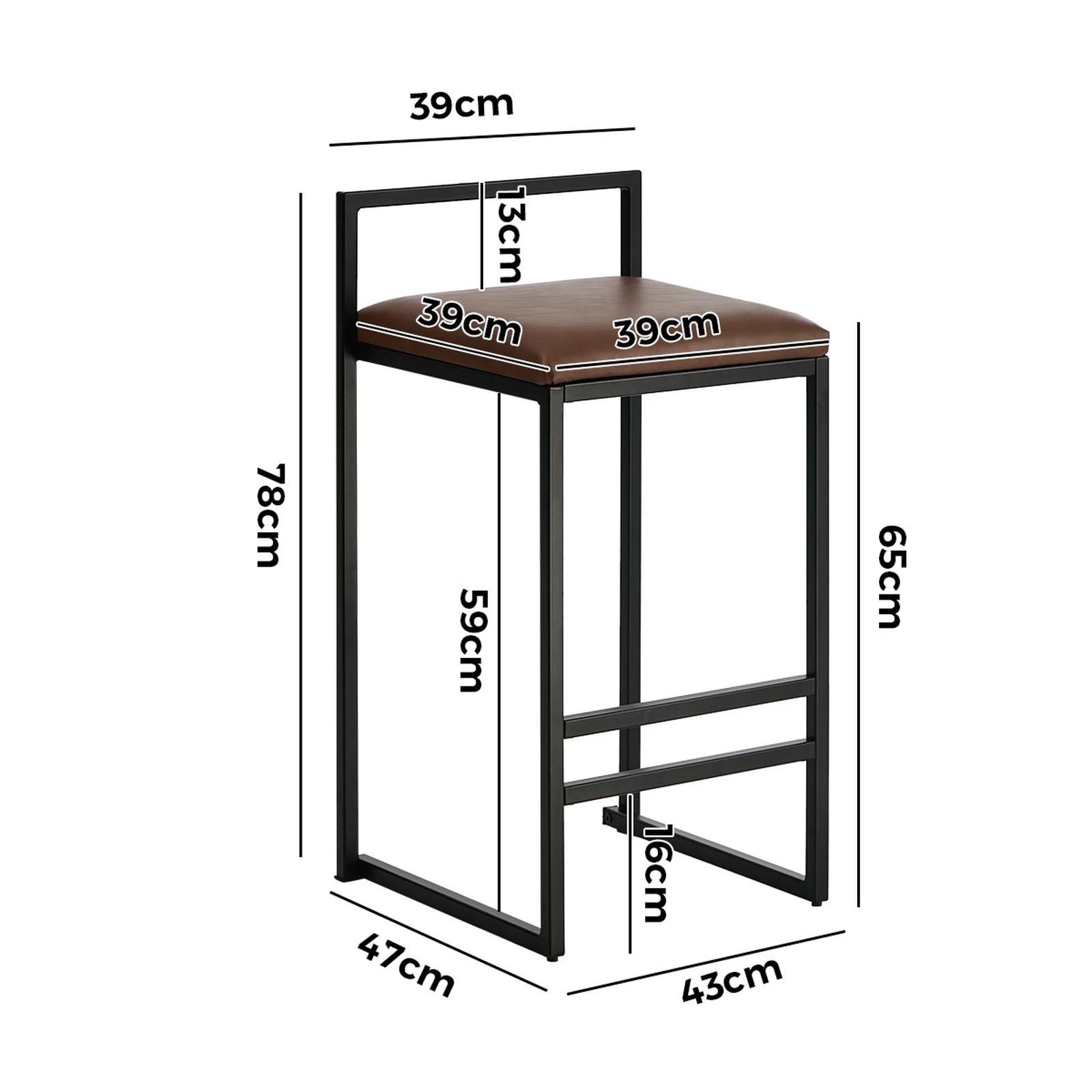 2 Oikiture 2x Bar Stools Kitchen Dining Stool Counter High Chair Leather - Brown, 2 of 10