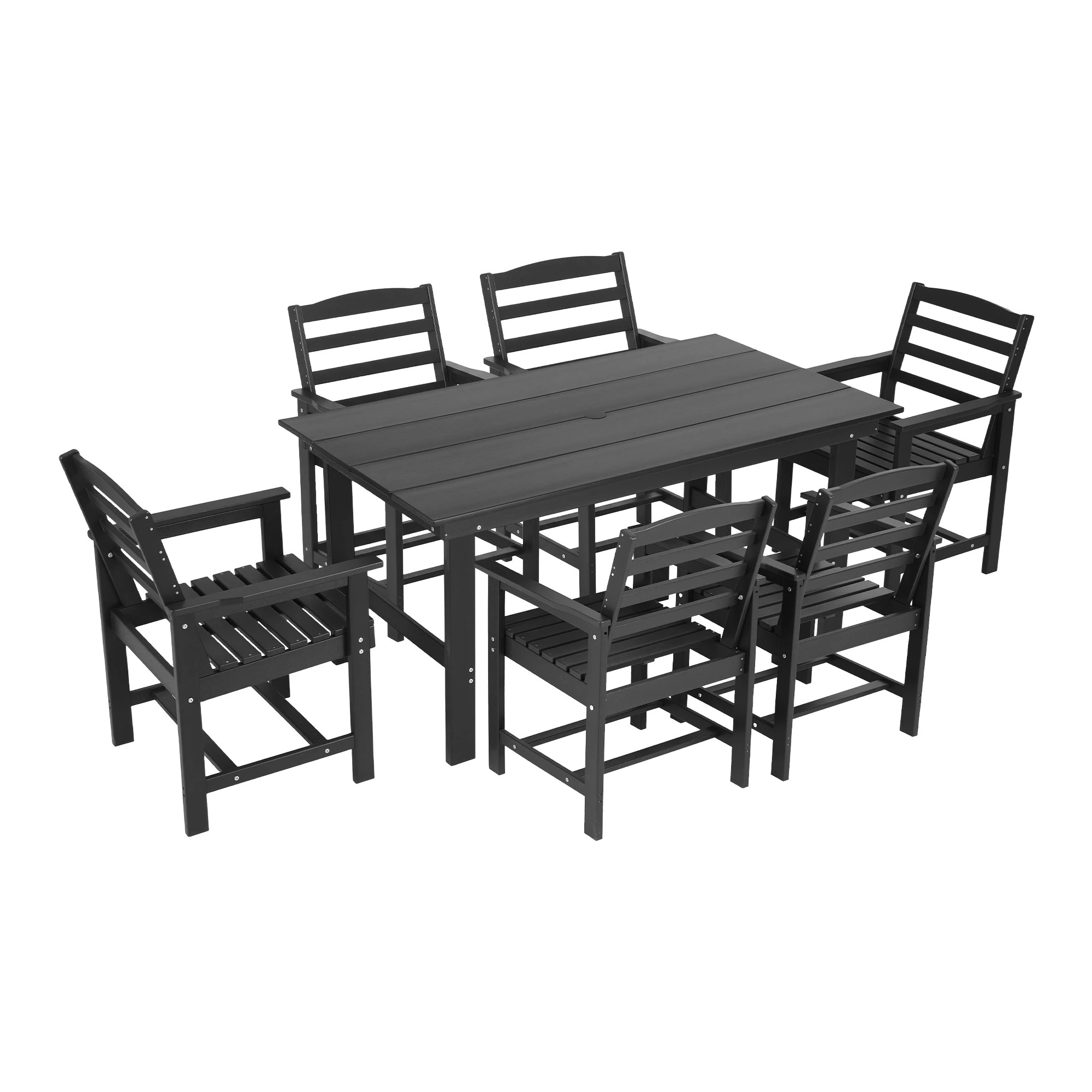 2 Gardeon 7 Piece Outdoor Dining Set Patio HDPE Table and Chairs Garden Furniture - Black, 2 of 10