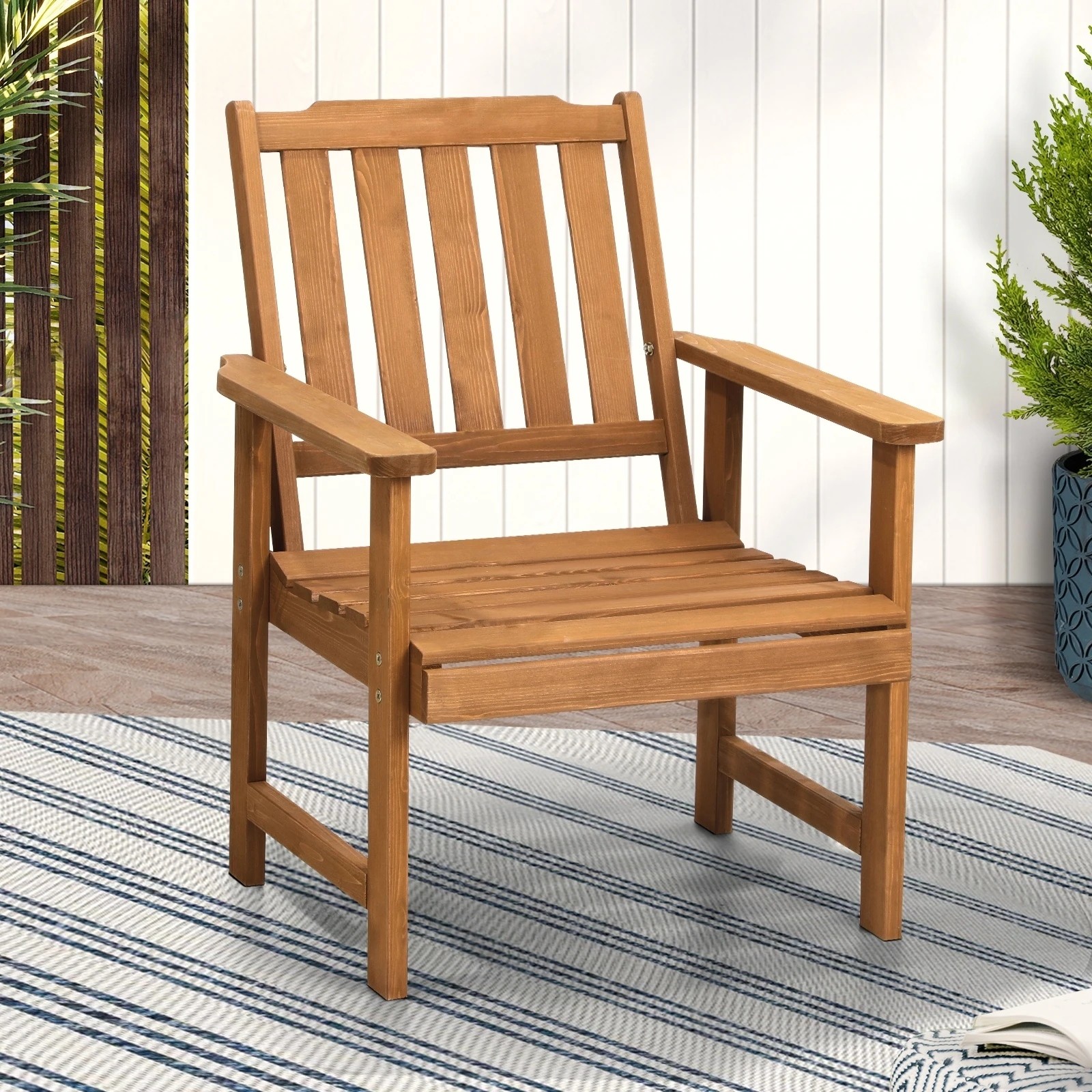 3 Livsip Outdoor Armchair Wooden Patio Furniture Chairs Garden Seat - Multi, 3 of 9
