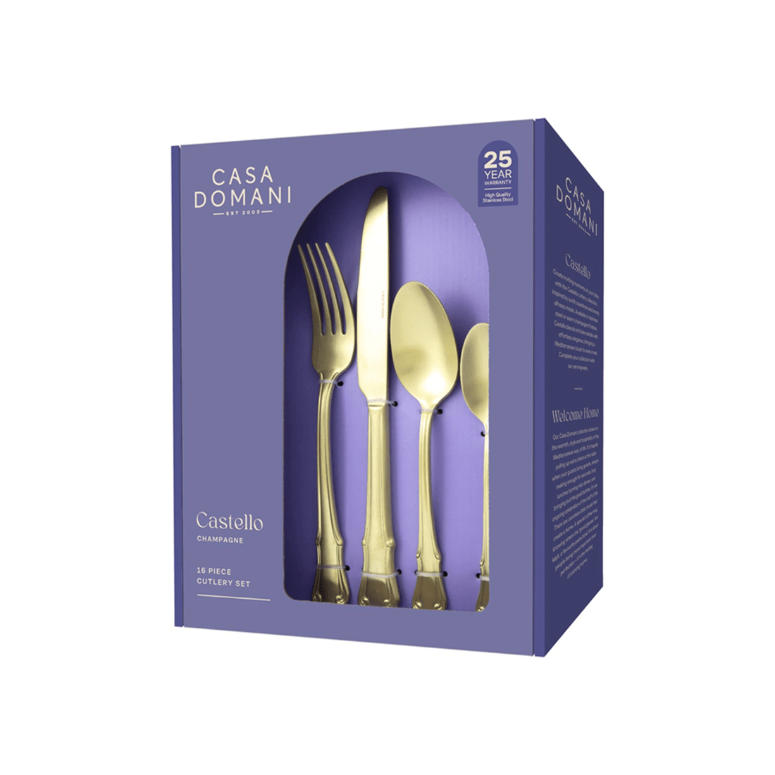 3 Casa Domani 16 Piece Castello Cutlery Set Stainless Steel Complete Gift Box
 - Plain, 3 of 3