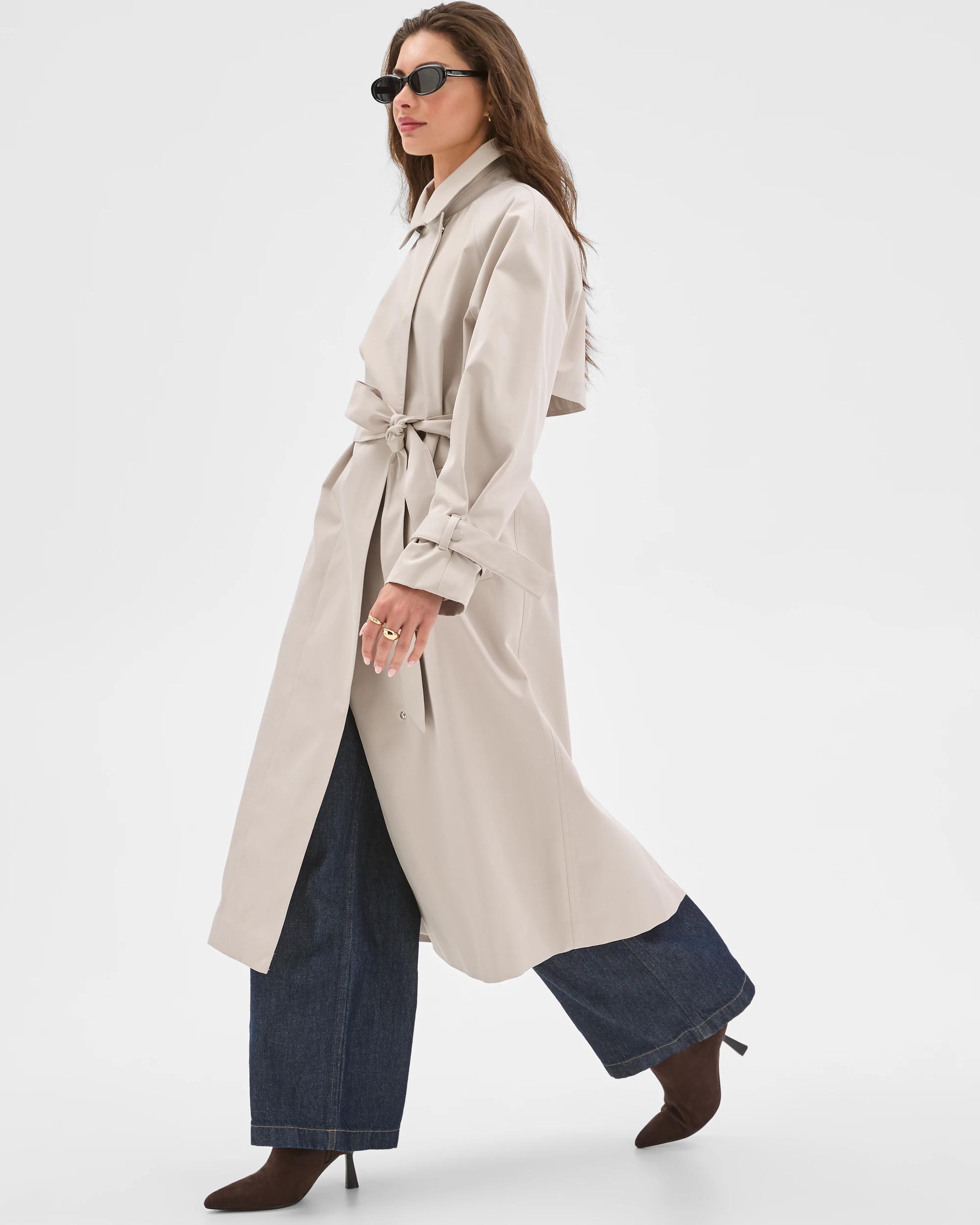 3 Target Petites Petites Statement Trench Coat FOG BEIGE, 3 of 7