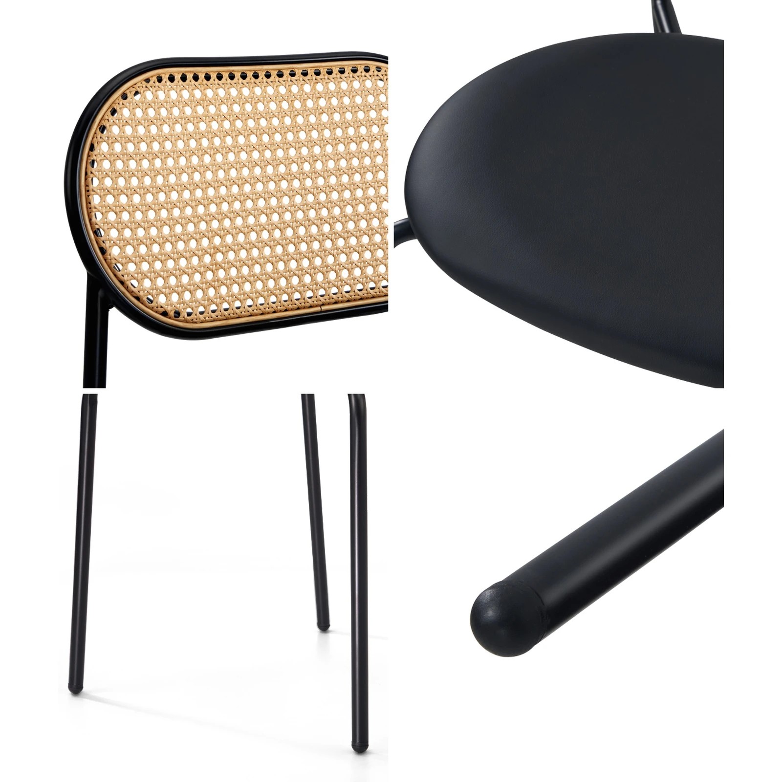 10 Oikiture 2pcs Dining Chair Accent Chairs Rattan Furniture Pu Leather
 - Black, 10 of 10