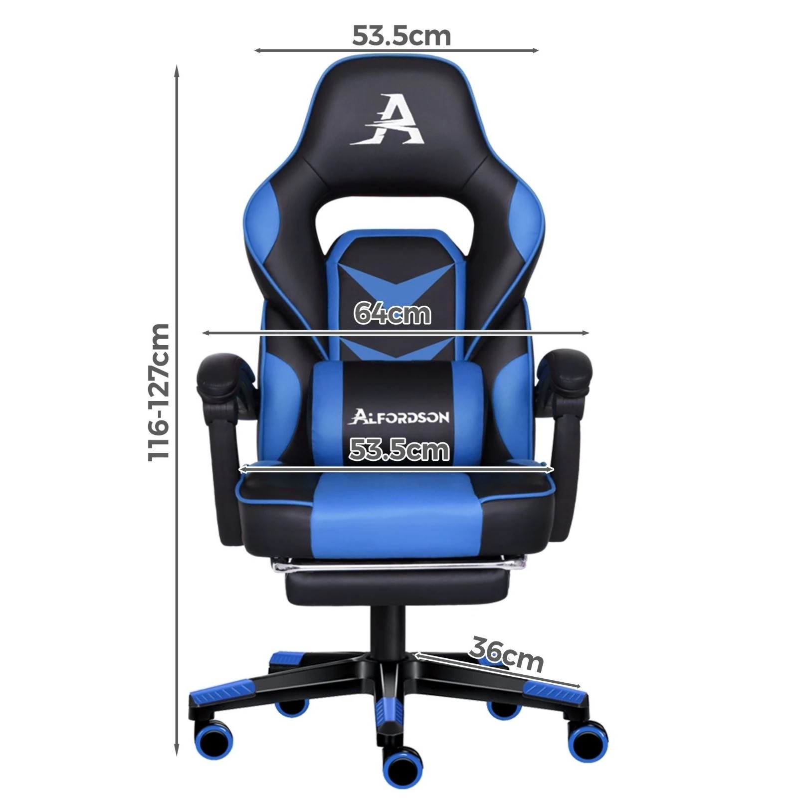 3 Alfordson Gaming Chair Office Massage Seat Racing Footrest Executive - Blue, 3 of 10