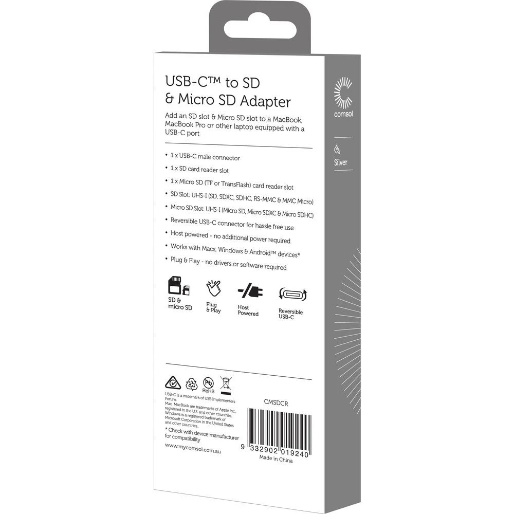 2 Comsol USB-C to SD Card Reader Adapter, 2 of 3
