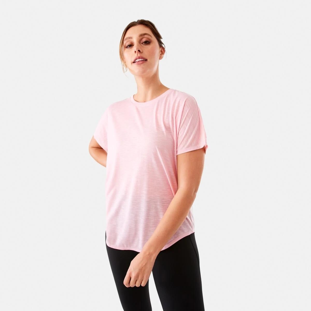 1 Active Womens Relax Sleeve T-shirt FADED PINK, 1 of 6