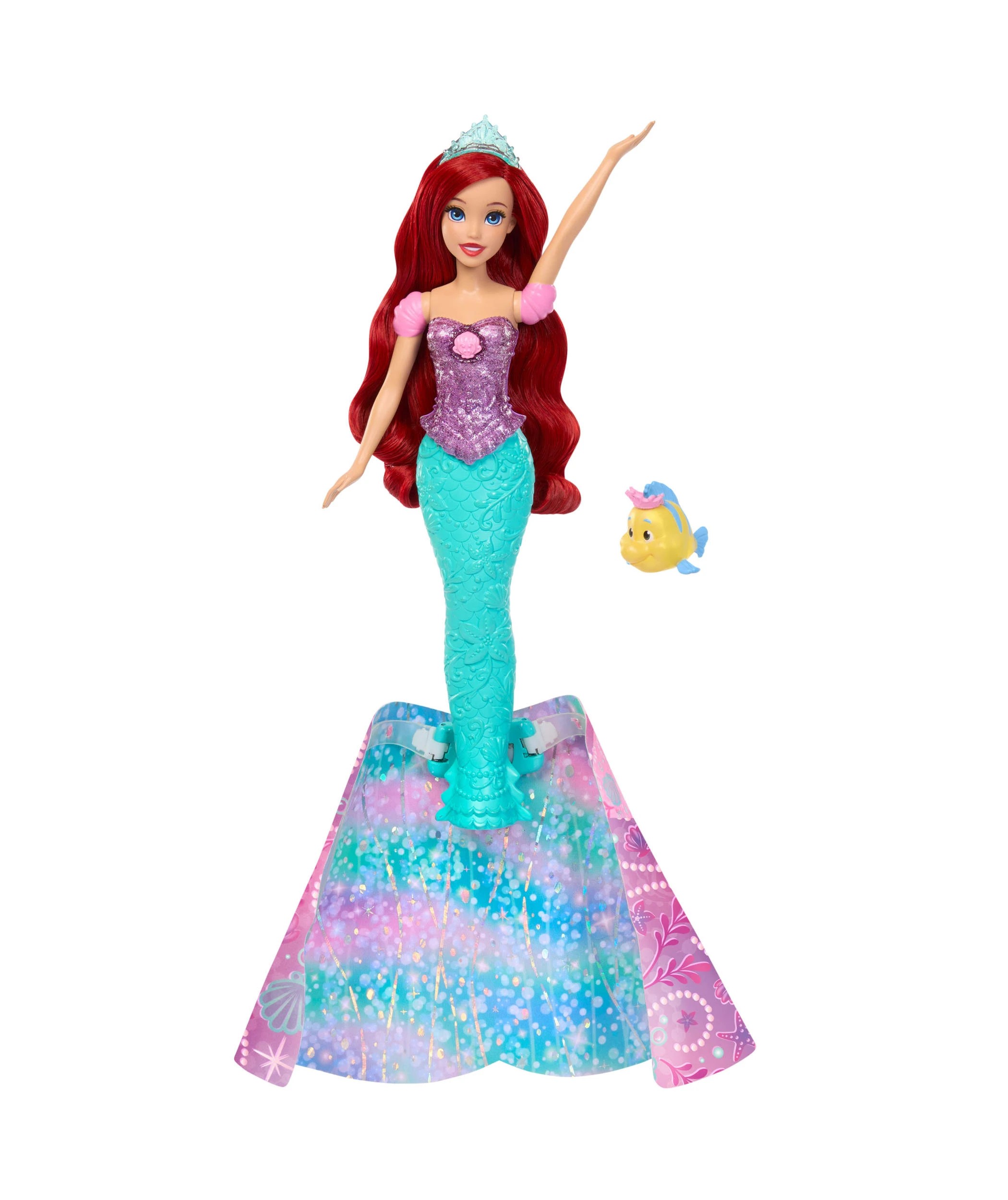 2 Disney Princess Ariel Human to Mermaid Transforming Fashion Doll with Flounder & 2 Accessories - Pink, 2 of 6