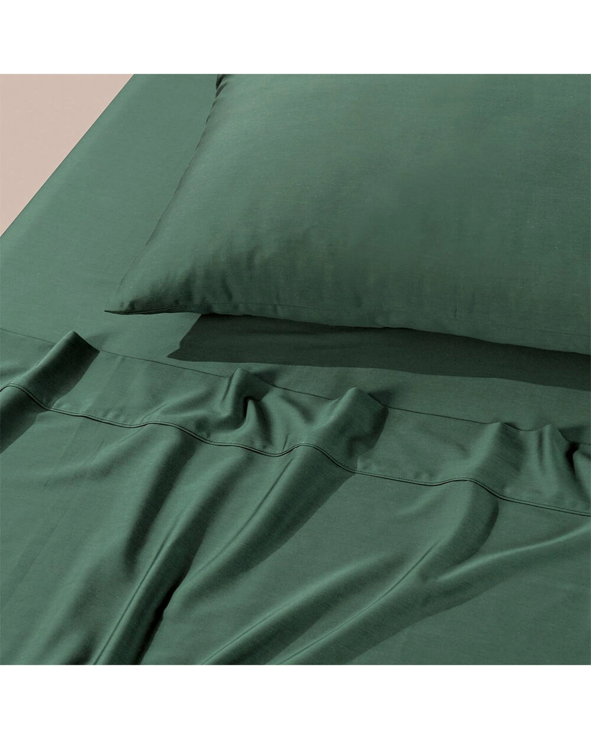 5 Bianca Rosebank 500TC Bamboo Cotton Sateen Blend Sheet Set With 2 Pillowcases - Queen Bed - Green, 5 of 7