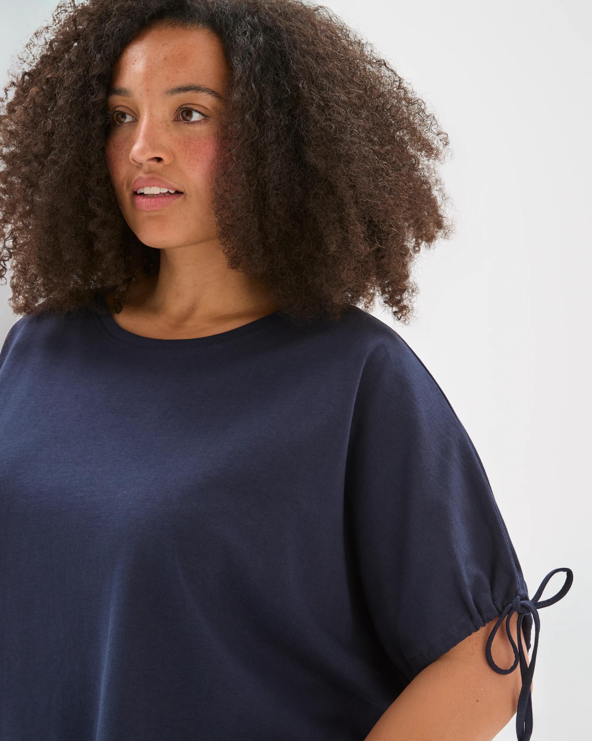 6 Target Curve Plus Size Australian Cotton Gathered Sleeve T-Shirt INK NAVY, 6 of 7