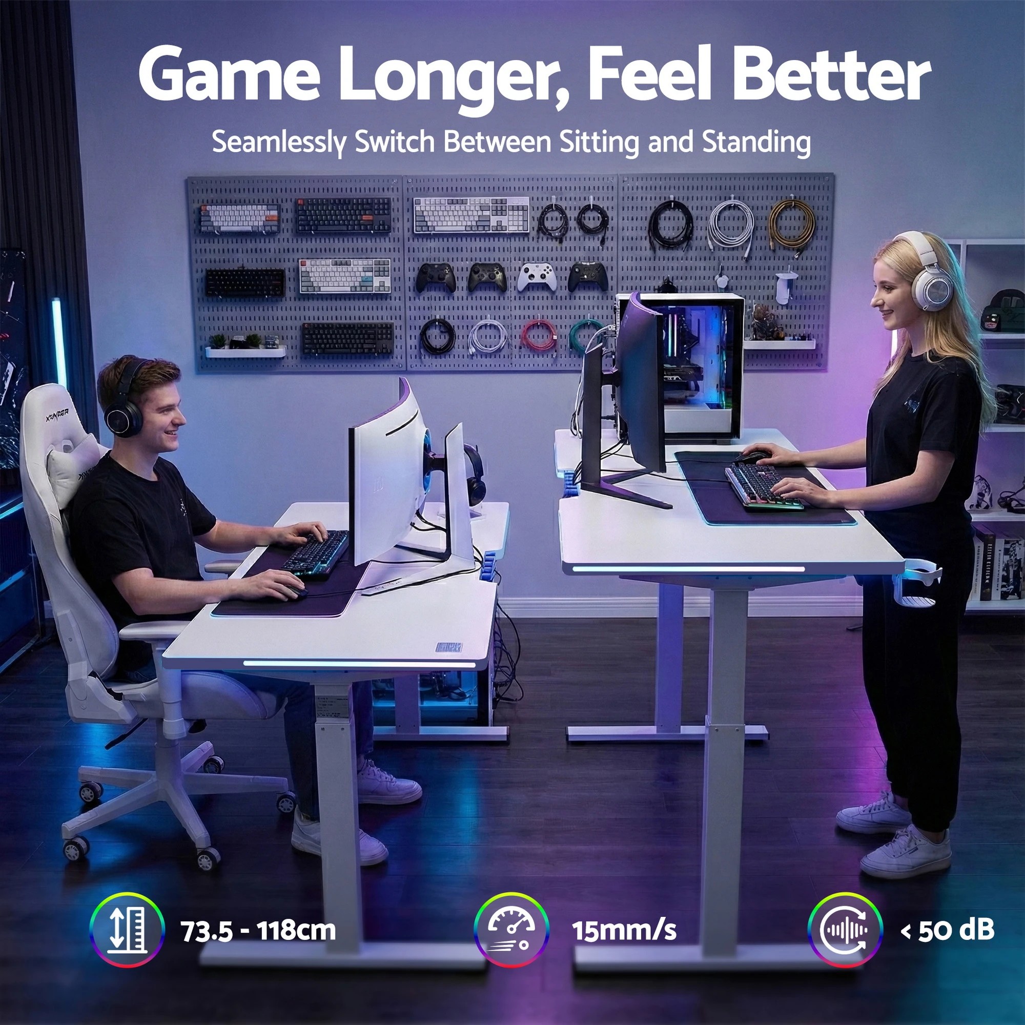 3 Artiss Electric Standing Desk Height Adjustable Gaming Desk Home Office 140cm - White, 3 of 6