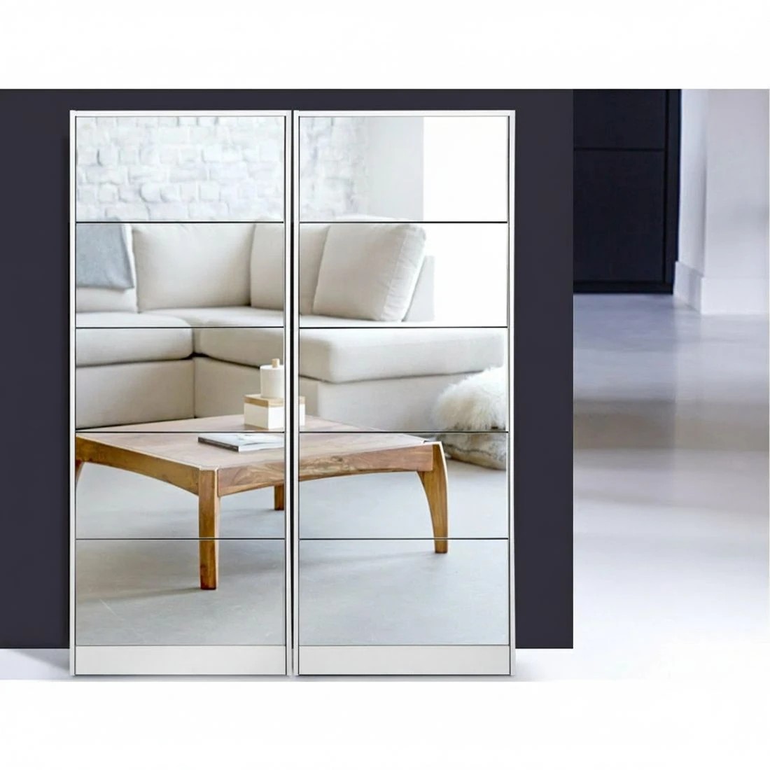 4 Artiss Shoe Rack Cabinet Mirror 25 Pairs - White, 4 of 7