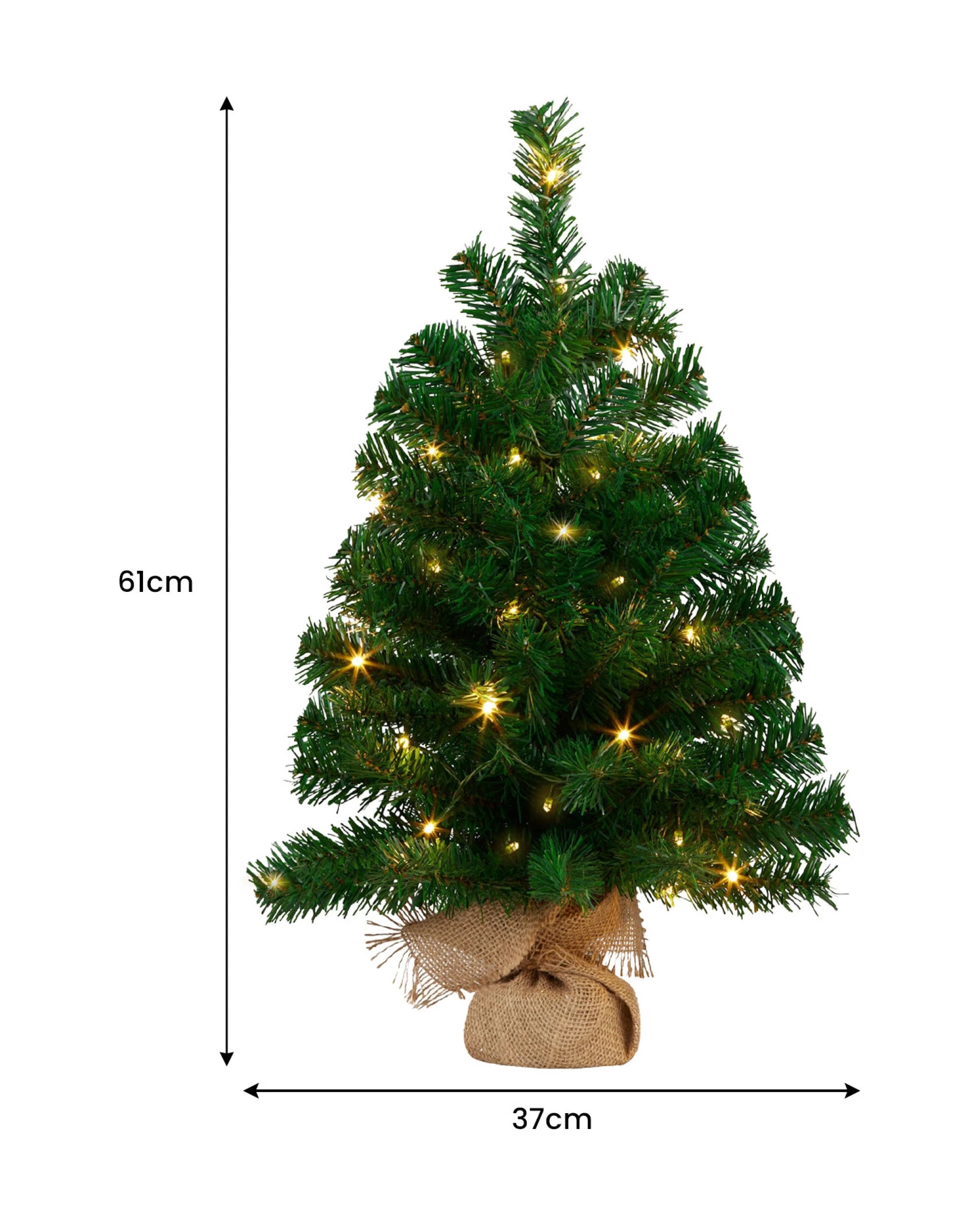 3 Christabelle 61cm Christmas Tree Chadwick Green Pre-Lit LED Lights Tabletop Mini Small, 3 of 5
