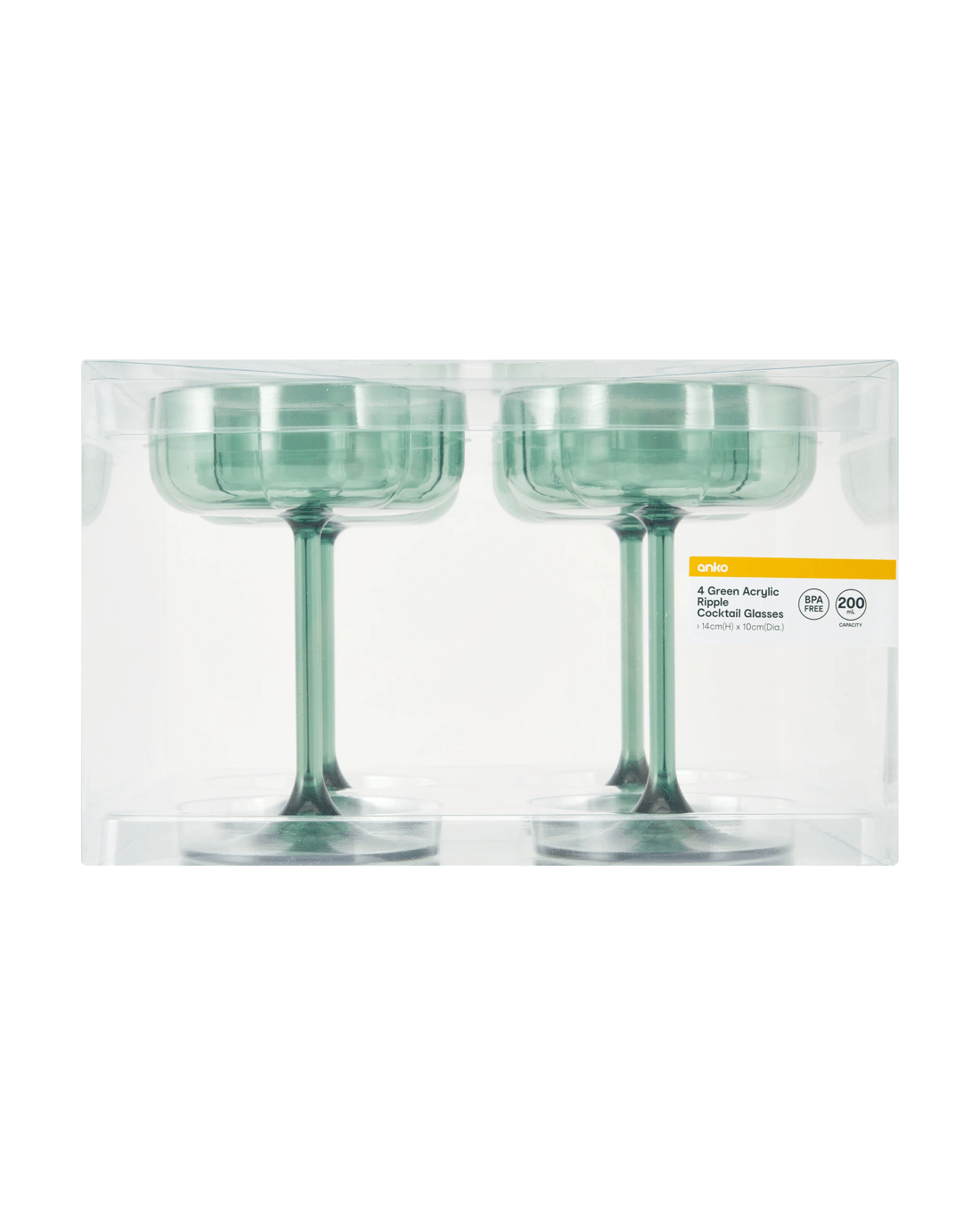 4 4 Green Acrylic Ripple Cocktail Glasses, 4 of 4