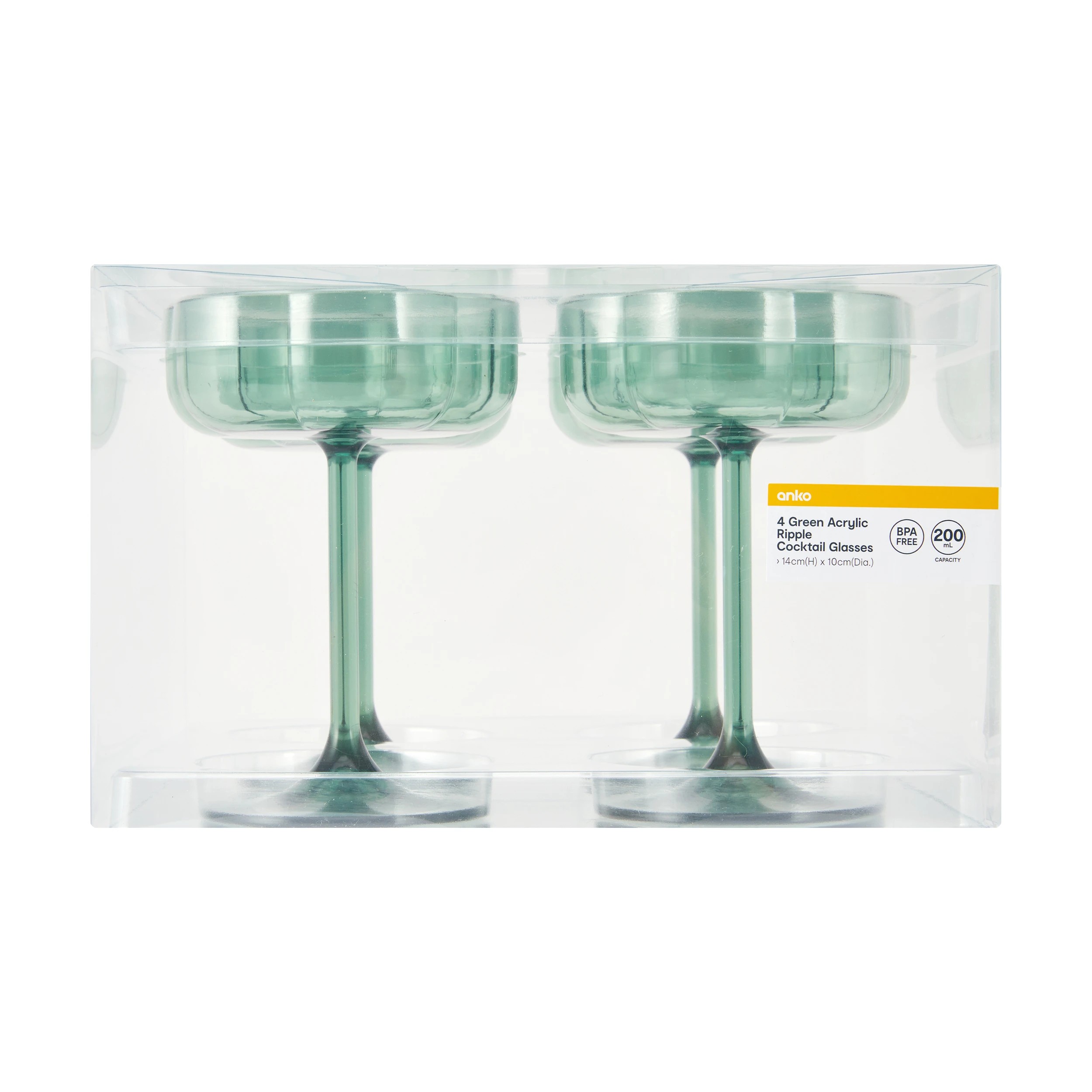 4 4 Green Acrylic Ripple Cocktail Glasses, 4 of 4