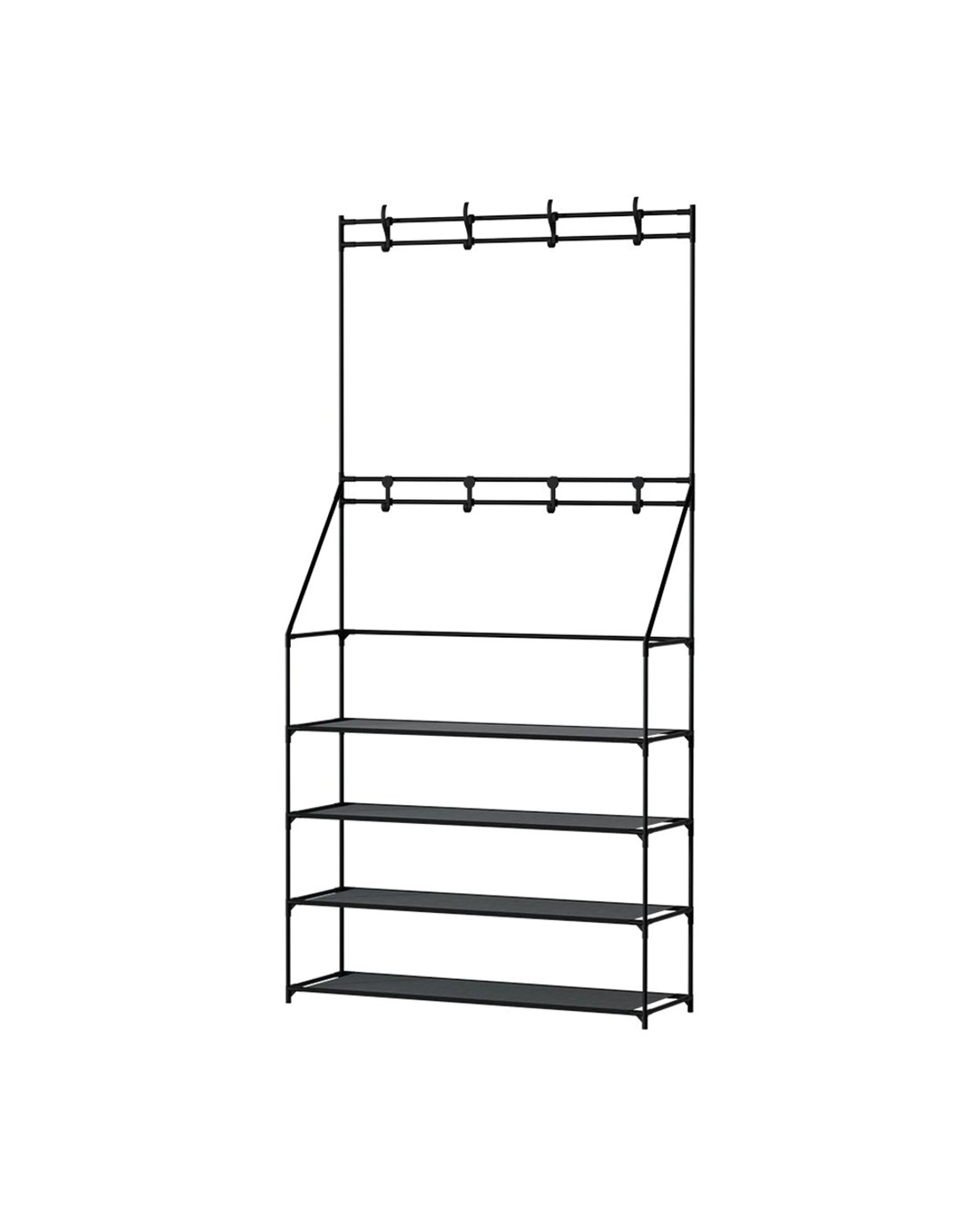 1 Artiss Shoe Rack Hall Tree 16 Pairs - Black, 1 of 8
