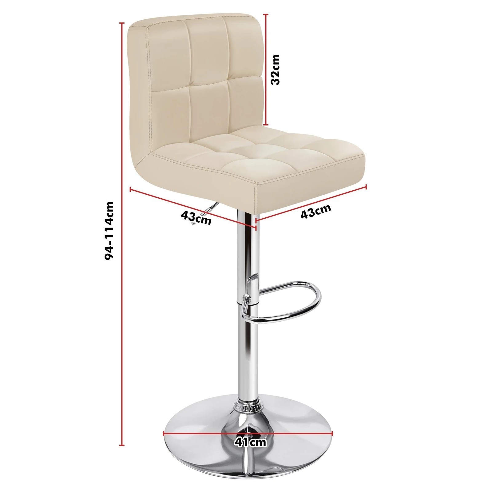 8 Alfordson 2x Bar Stools Ralph Kitchen Swivel Chair Leather Gas Lift - Beige, 8 of 8