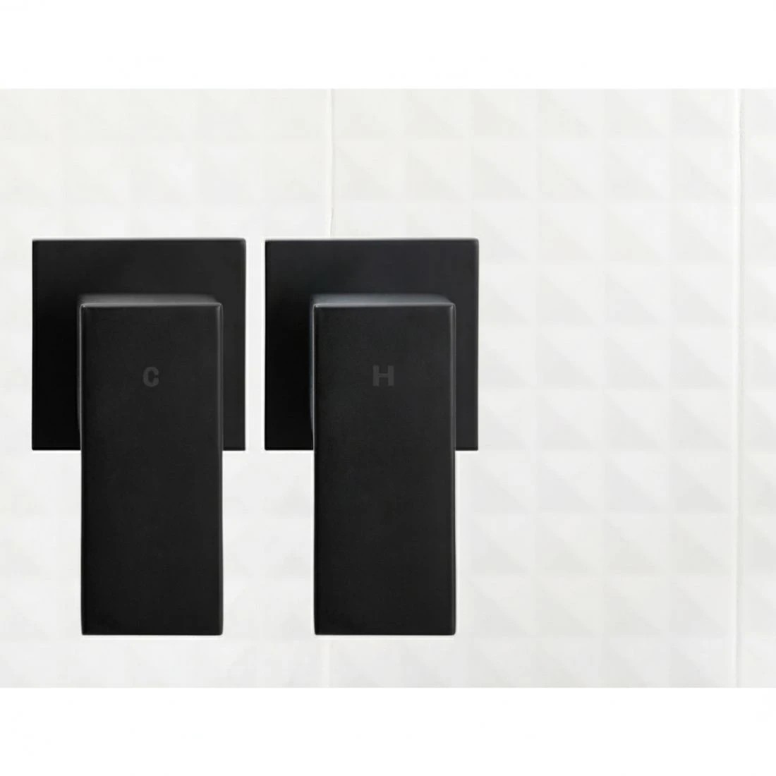 4 Cefito 8'' Rain Shower Head W Arm Square High Pressure Twins Tap - Black, 4 of 5