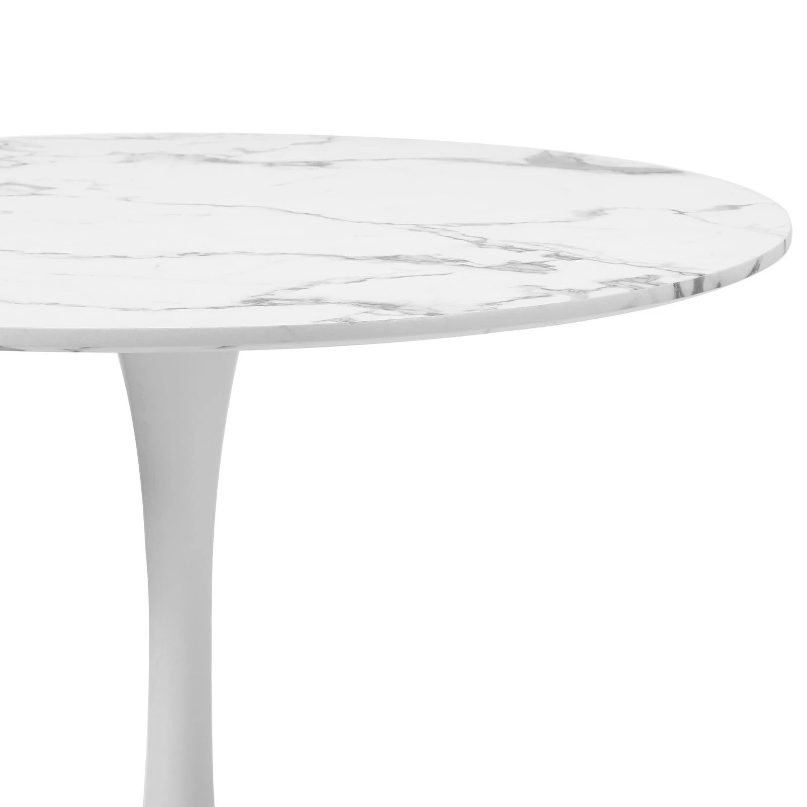 7 Oikiture 60cm Dining Table Kitchen Marble Tulip Round Metal Leg
 - White, 7 of 9