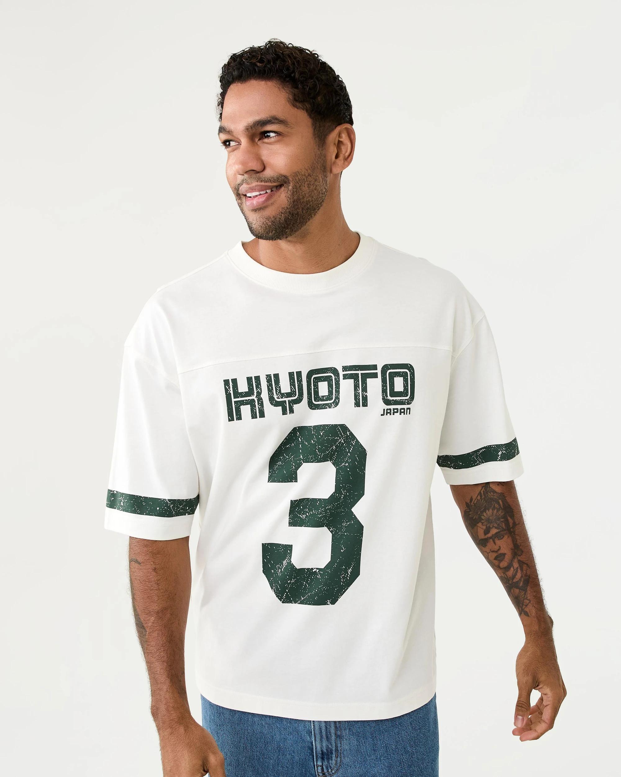1 Boxy Panel Print T-shirt Wht Kyoto, 1 of 9