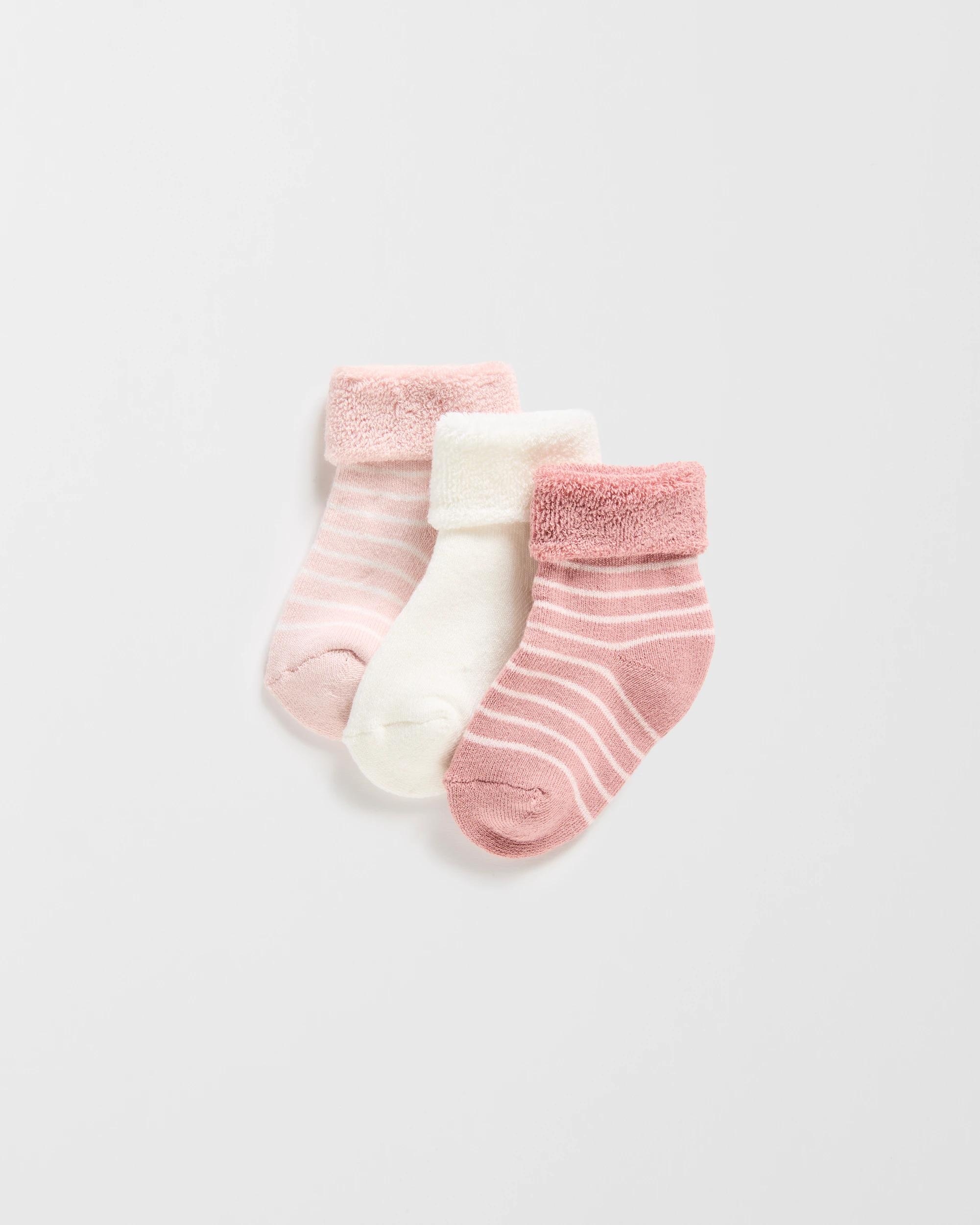 1 Target Baby Terry Turn Top Socks 3 Pack PINK, 1 of 4