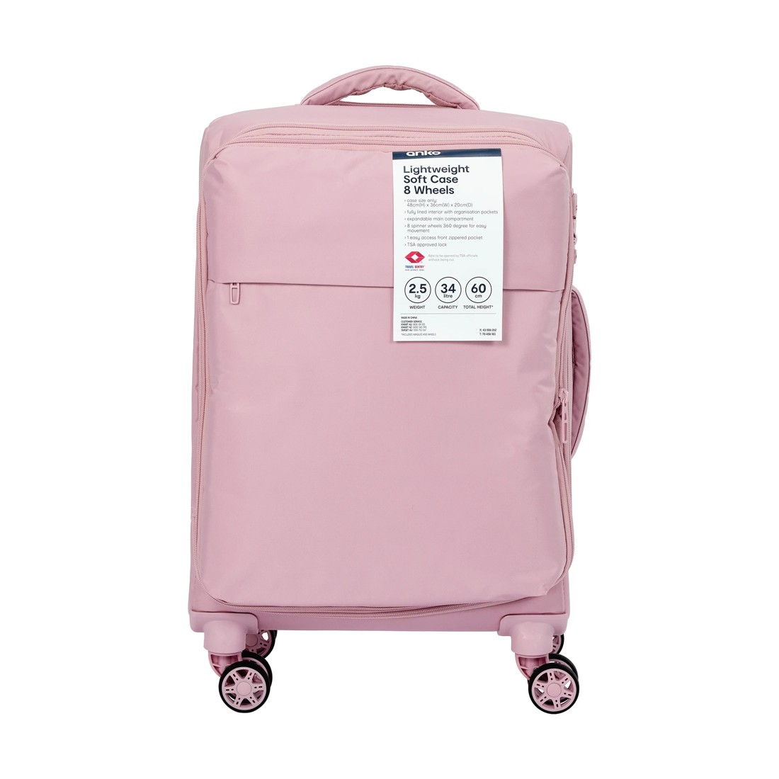 8 48cm 8 Wheels Lightweight Soft Case - Blush, 8 of 8